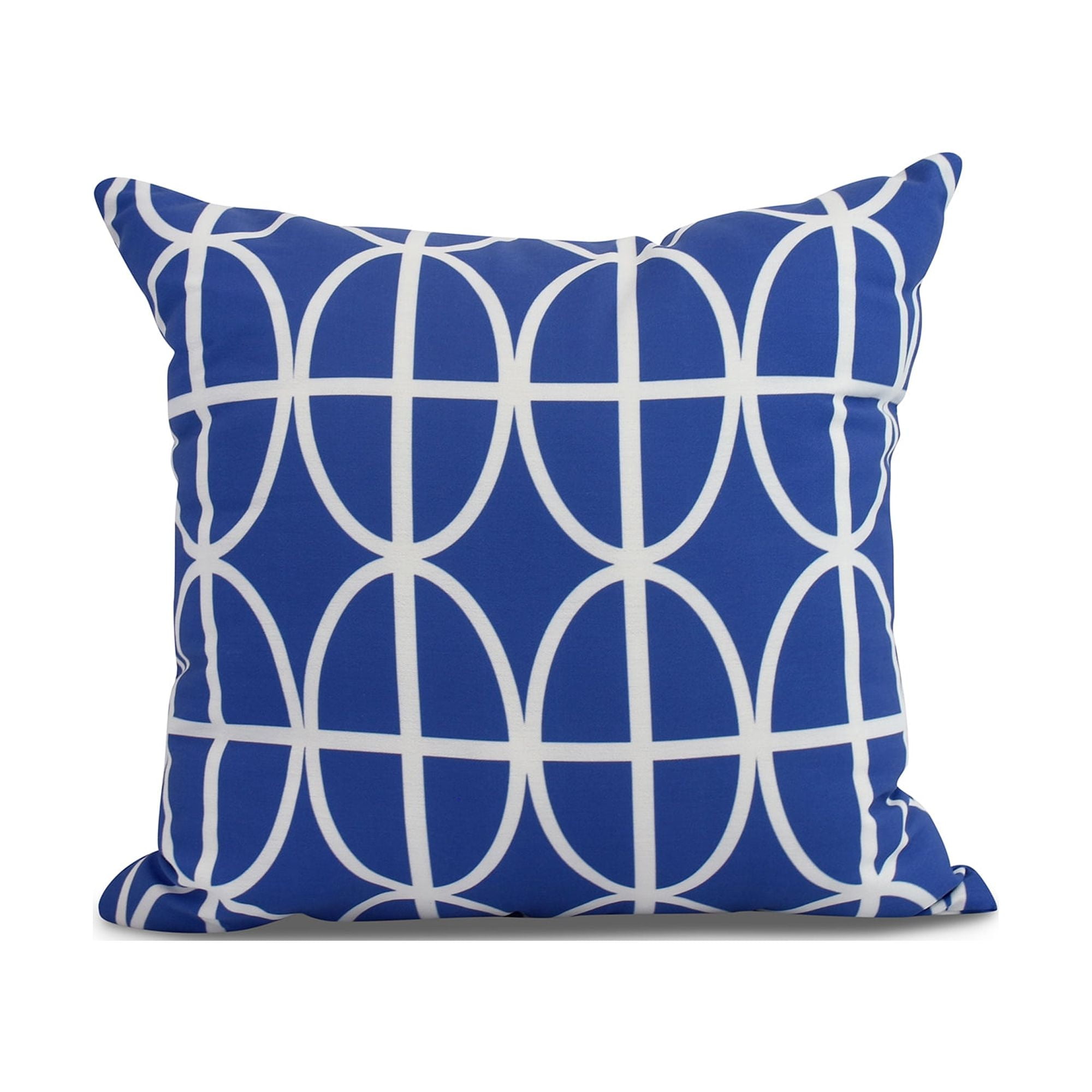 Simply Daisy, 26 x 26 inch, Ovals and Stripes Geometric Print Pillow, Royal Blue
