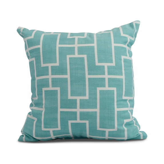 Simply Daisy, 26 x 26 inch, Screen Lattice Geometric Print Pillow, Blue