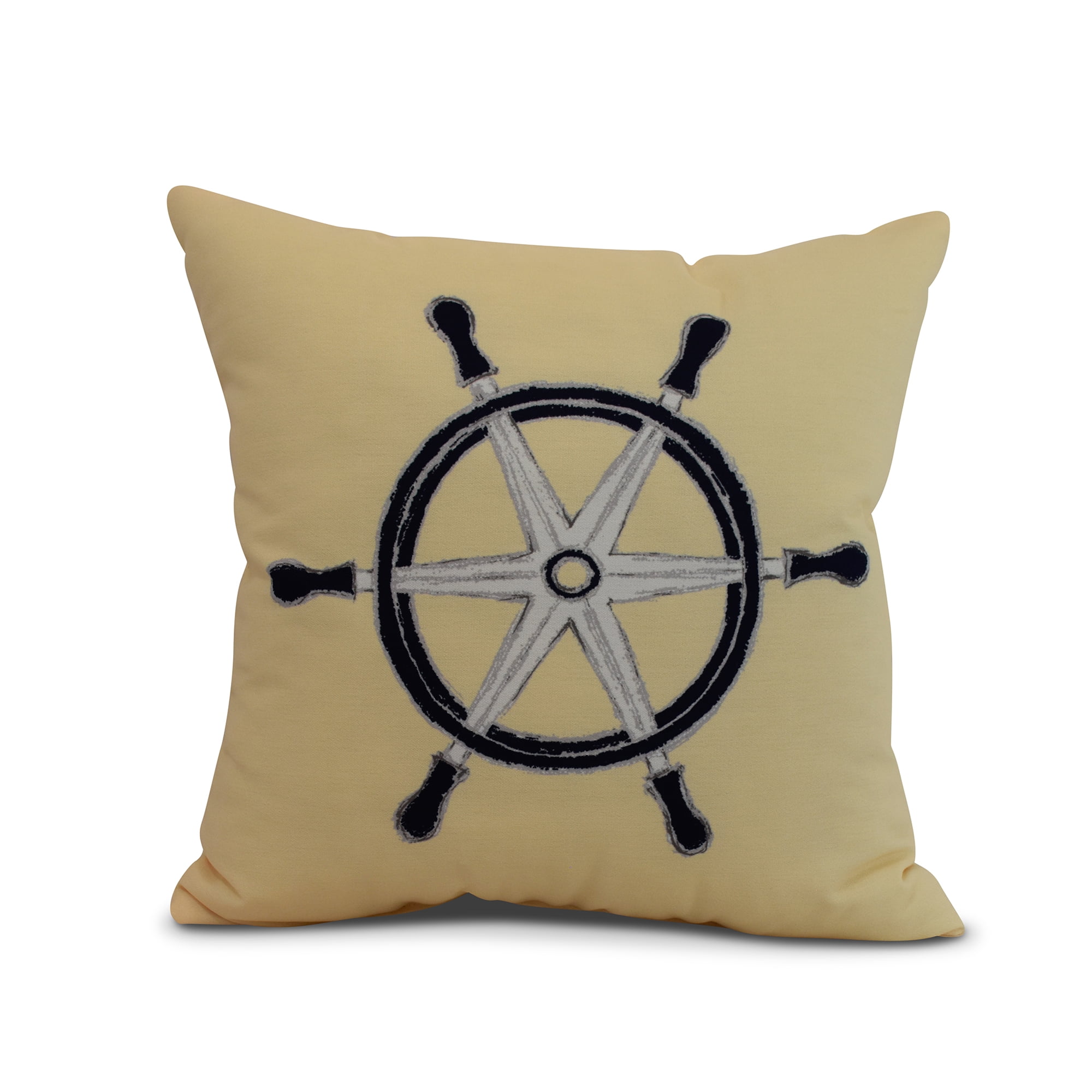 Simply Daisy, 26 x 26 inch, Ship Wheel , Geometric Print Pillow, Yellow