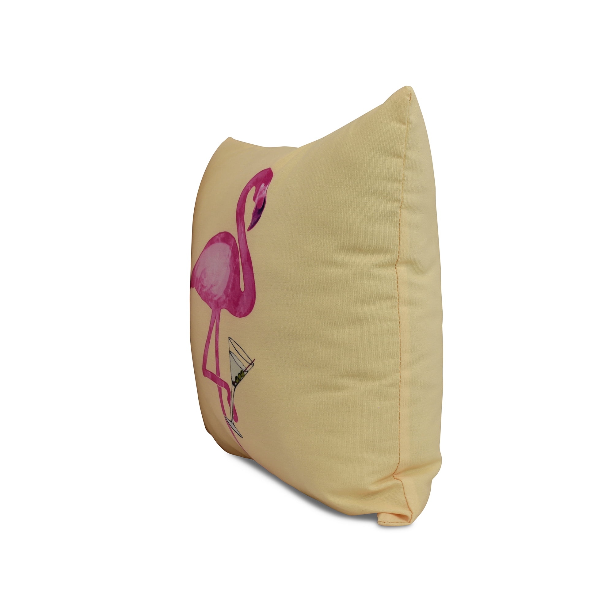 Simply Daisy, 26 x 26 inch, Single Flamingo Animal Print Pillow, Yellow