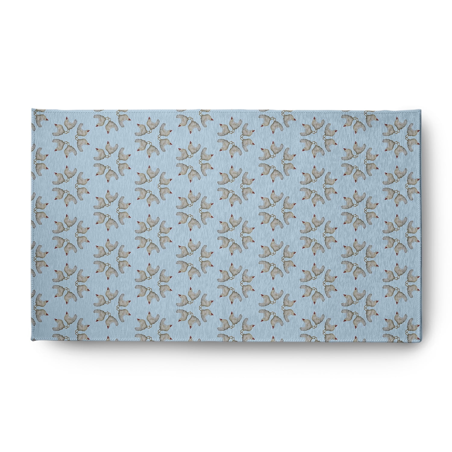 Simply Daisy 3' x 5' After Rain Blue Chickens-go-round Easter Chenille Indoor/Outdoor Rug