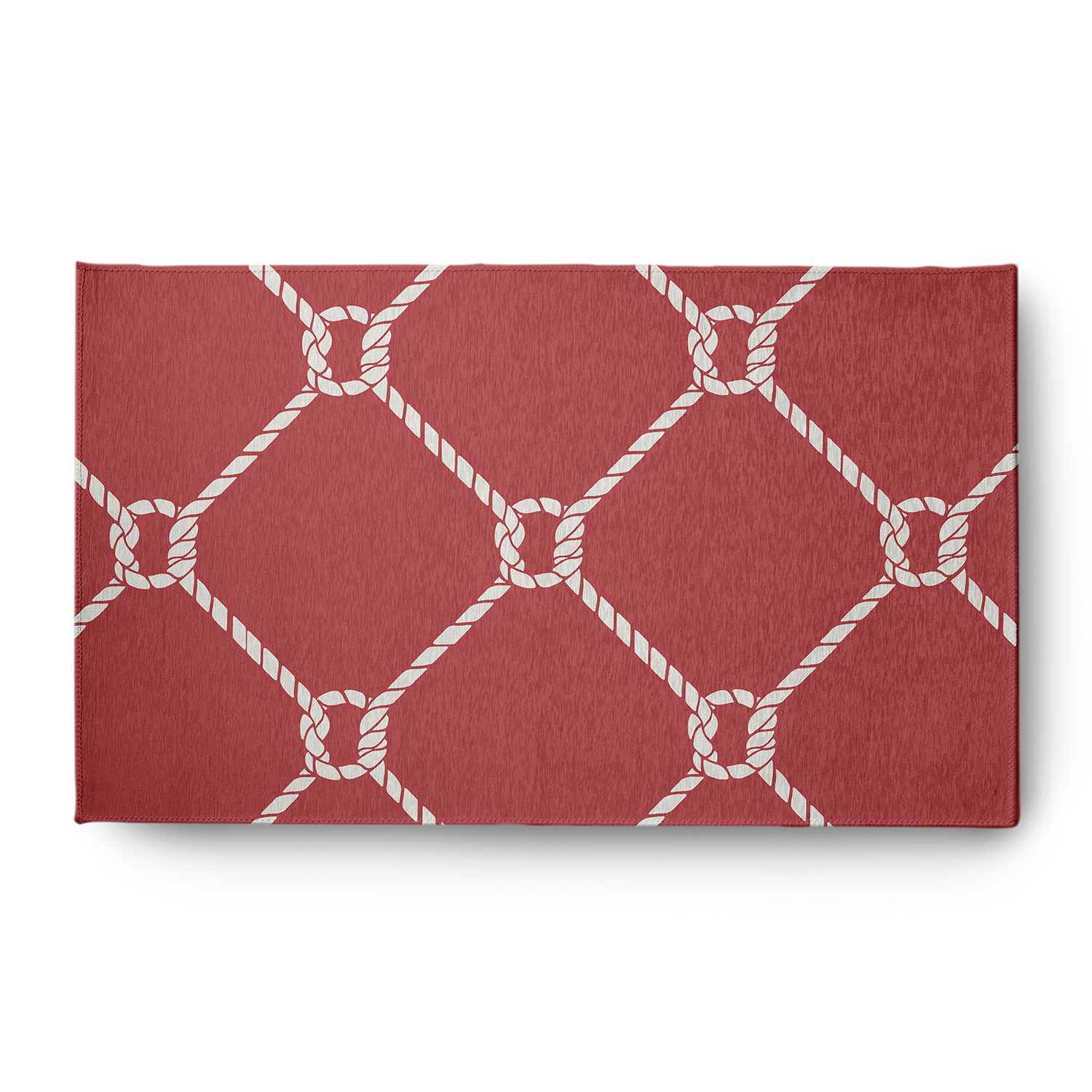 Simply Daisy 3' x 5' Ahoy! Nautical Chenille Rug, Ligonberry Red