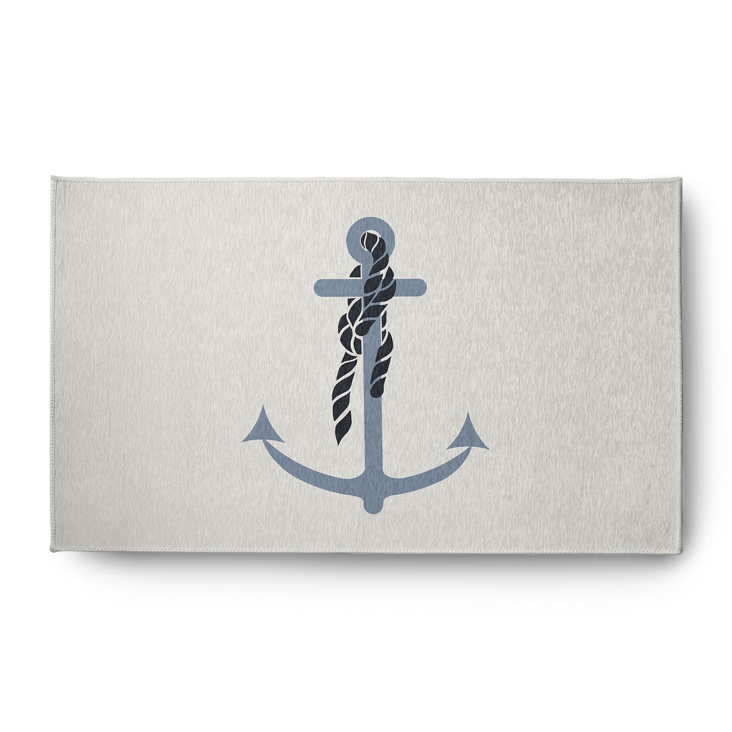 Simply Daisy 3' x 5' Anchor and Rope Nautical Chenille Rug, Dusty Smoke