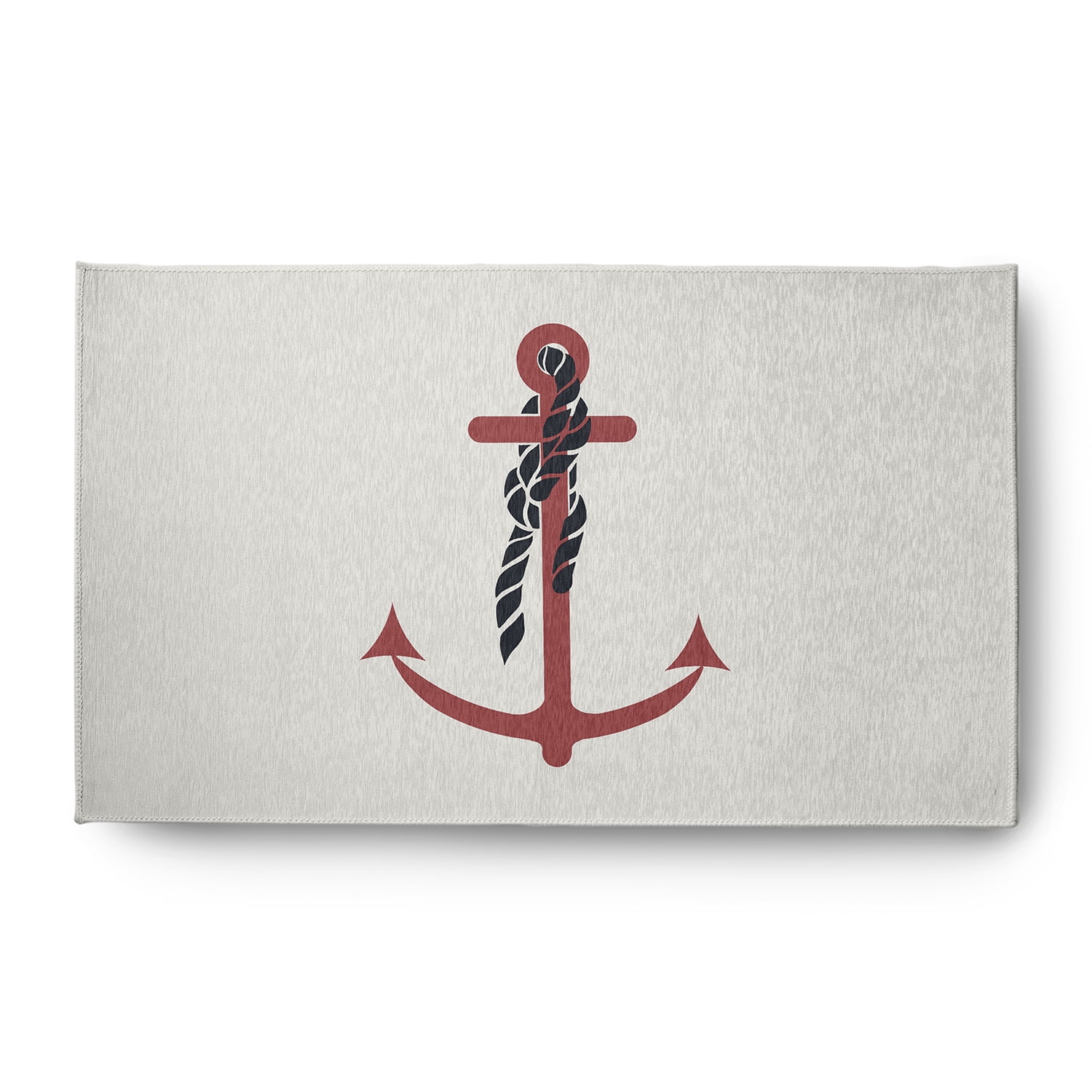 Simply Daisy 3' x 5' Anchor and Rope Nautical Chenille Rug, Ligonberry Red