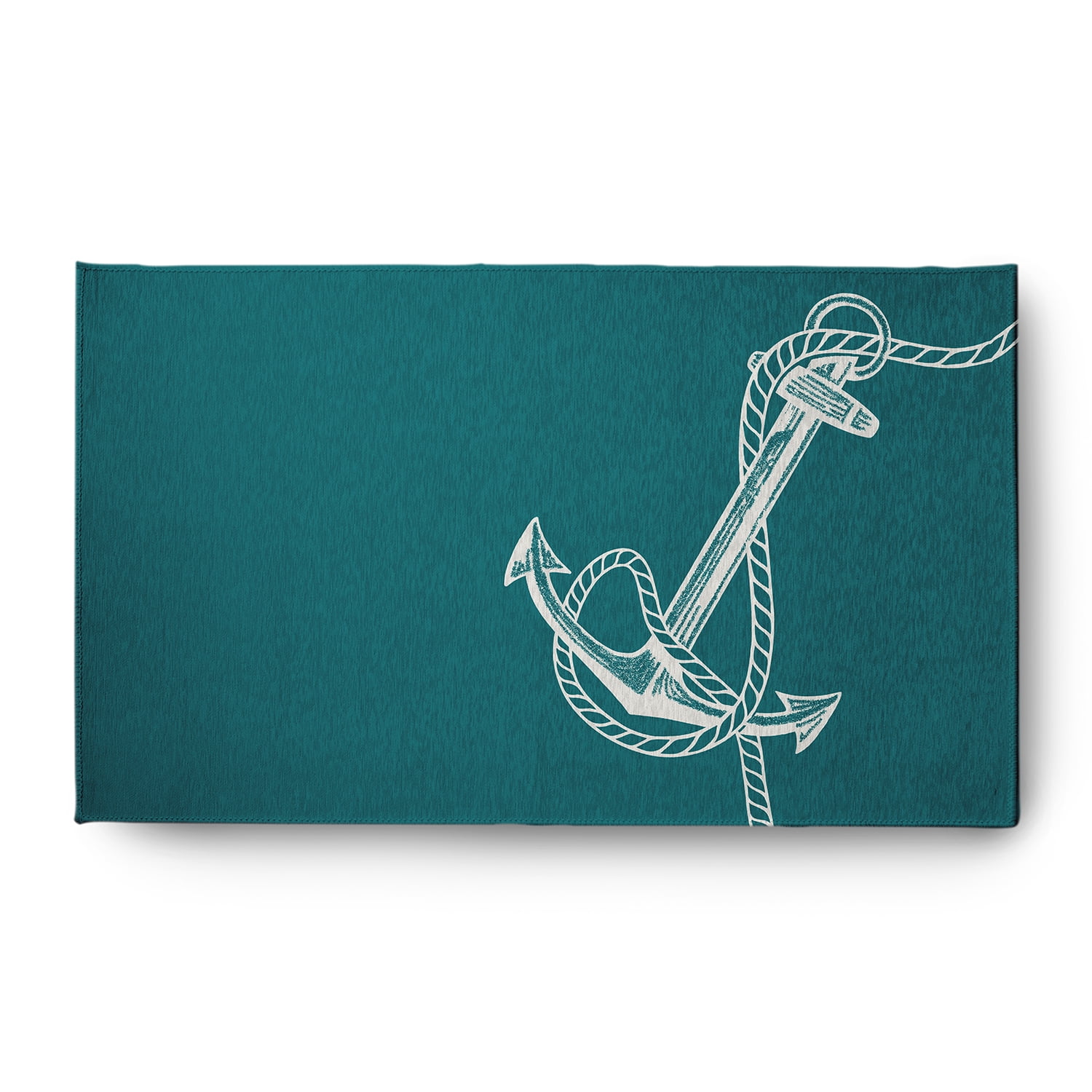 Simply Daisy 3' x 5' Anchored Nautical Chenille Rug, Ocean Teal