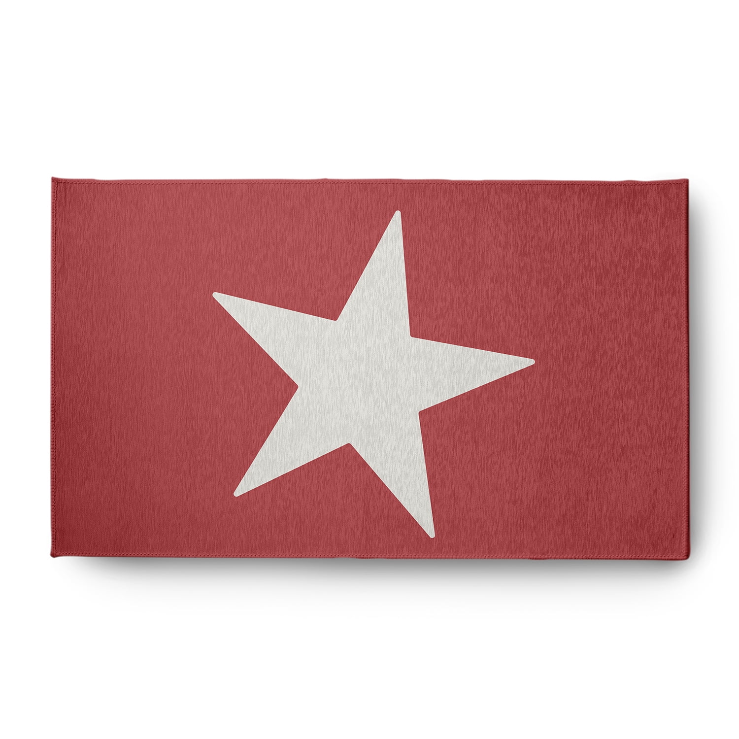 Simply Daisy 3' x 5' Big Star Chenille Rug, Ligonberry Red and White