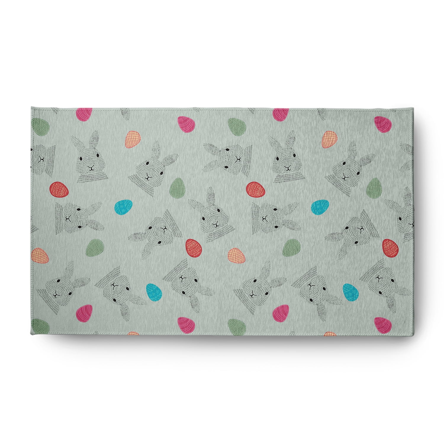 Simply Daisy 3' x 5' Breezeway Green Bunnies and Eggs Easter Chenille Indoor/Outdoor Rug