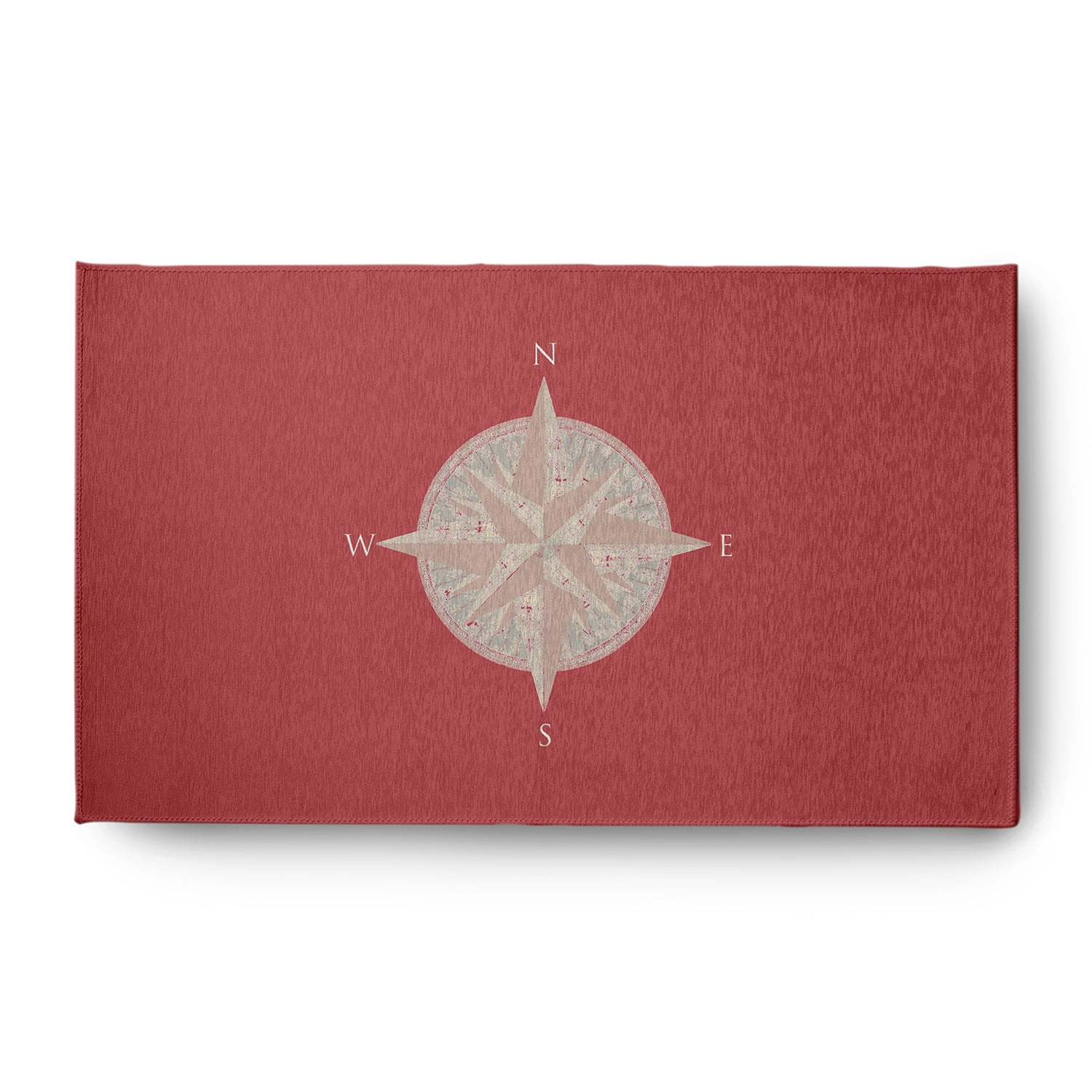 Simply Daisy 3' x 5' Compass Nautical Chenille Rug, Ligonberry Red