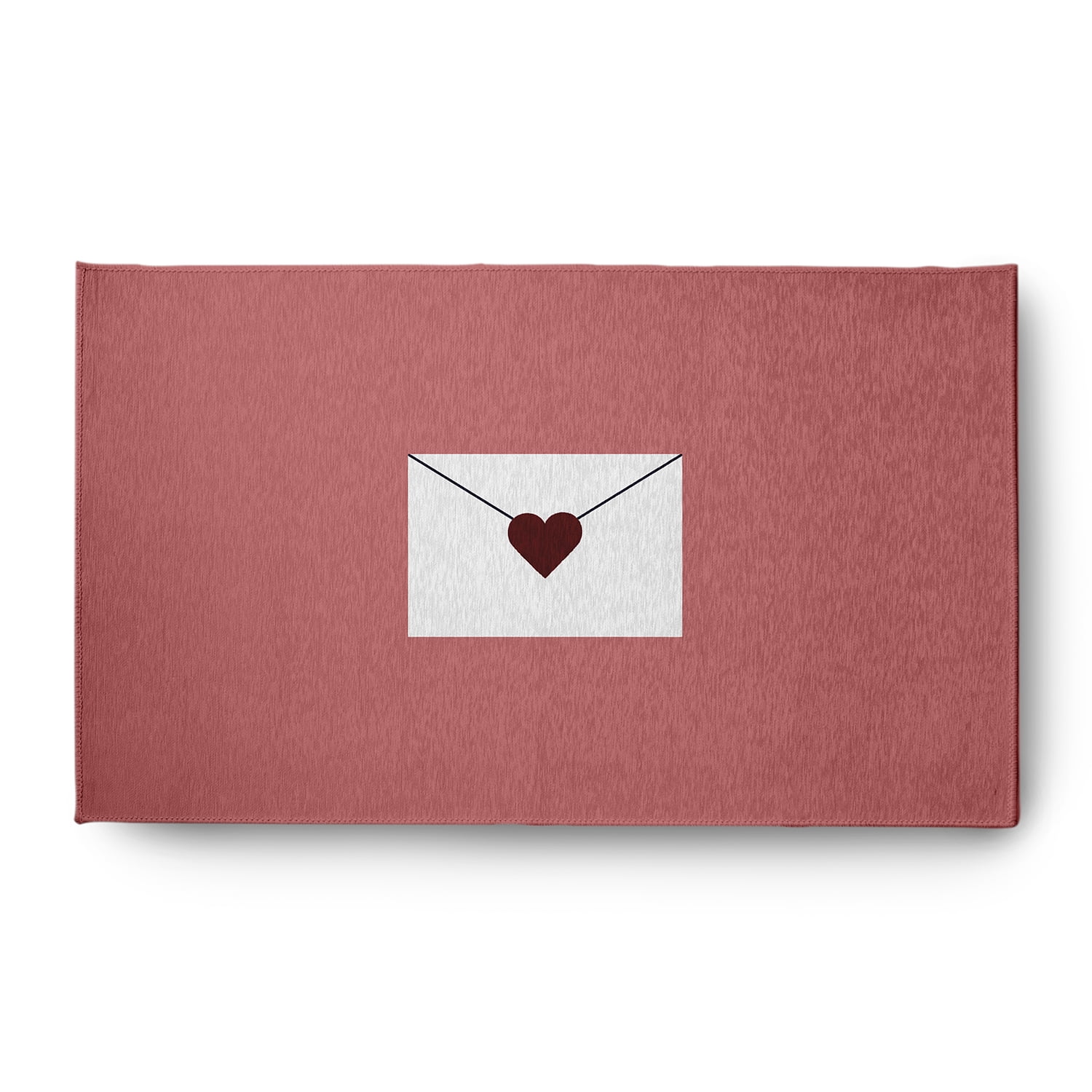 Simply Daisy 3' x 5' Coral/Maroon Love Letter Valentines Chenille Indoor/Outdoor Rug