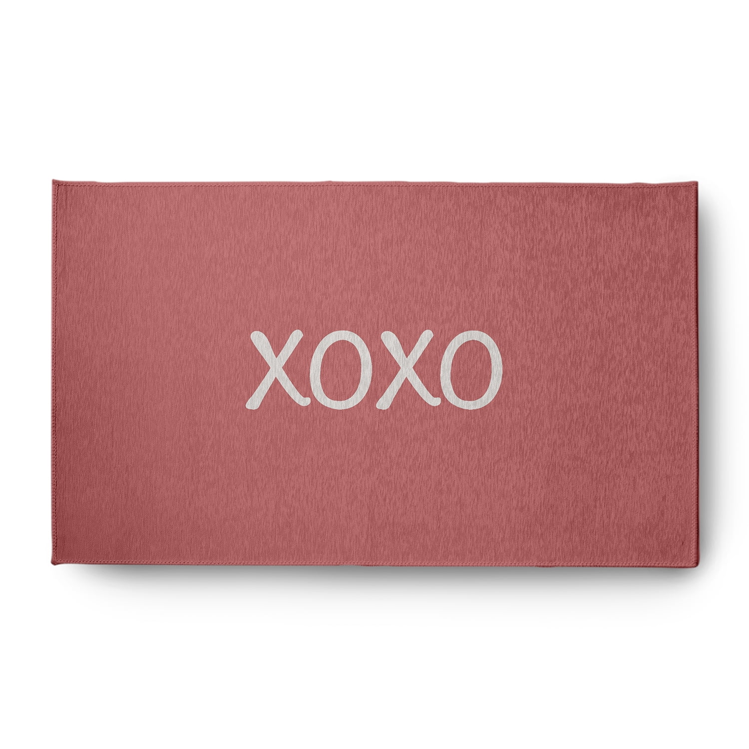 Simply Daisy 3' x 5' Coral XOXO Valentines Chenille Indoor/Outdoor Rug