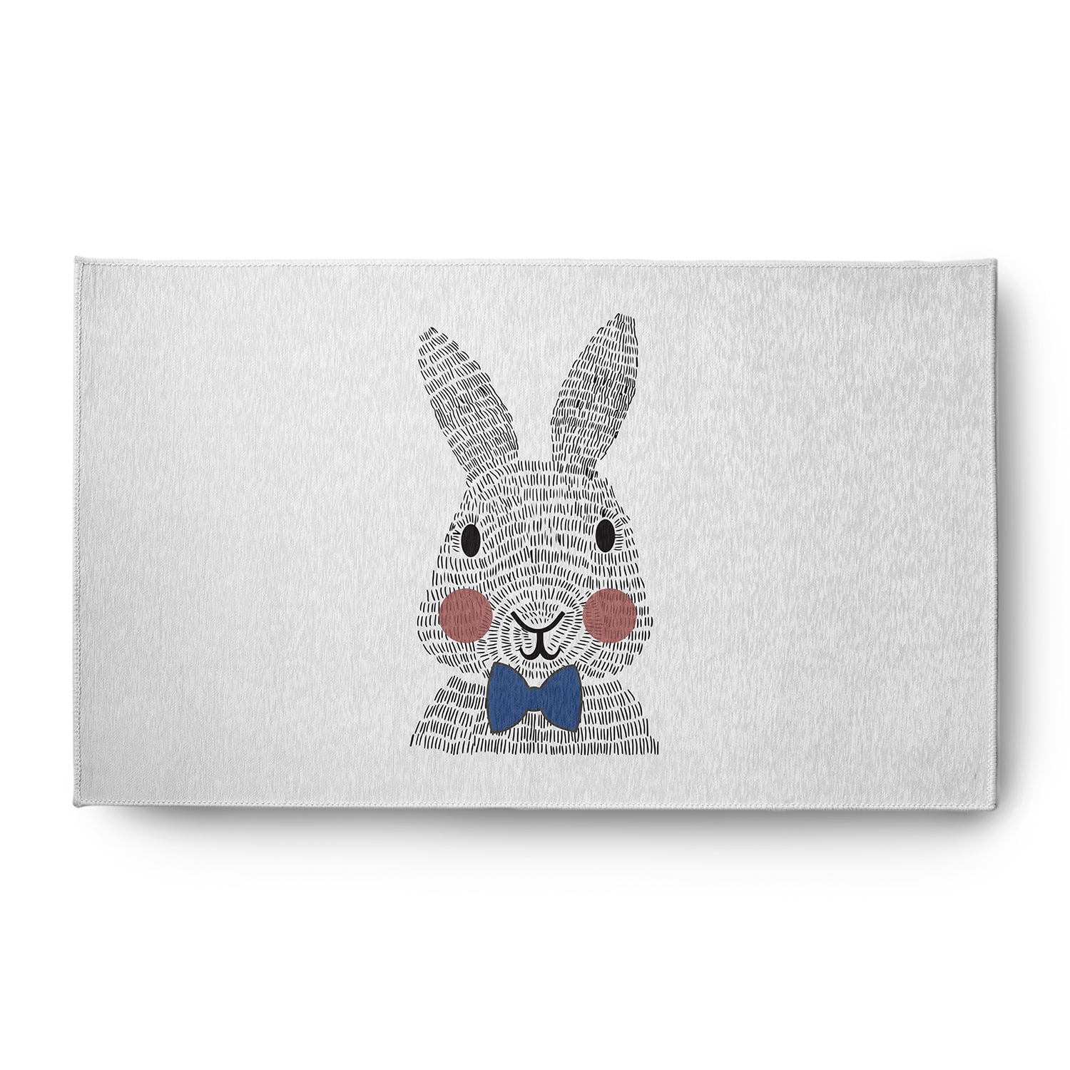 Simply Daisy 3' x 5' Dark Cobalt Blue Bow-tie Bunny Easter Chenille Indoor/Outdoor Rug