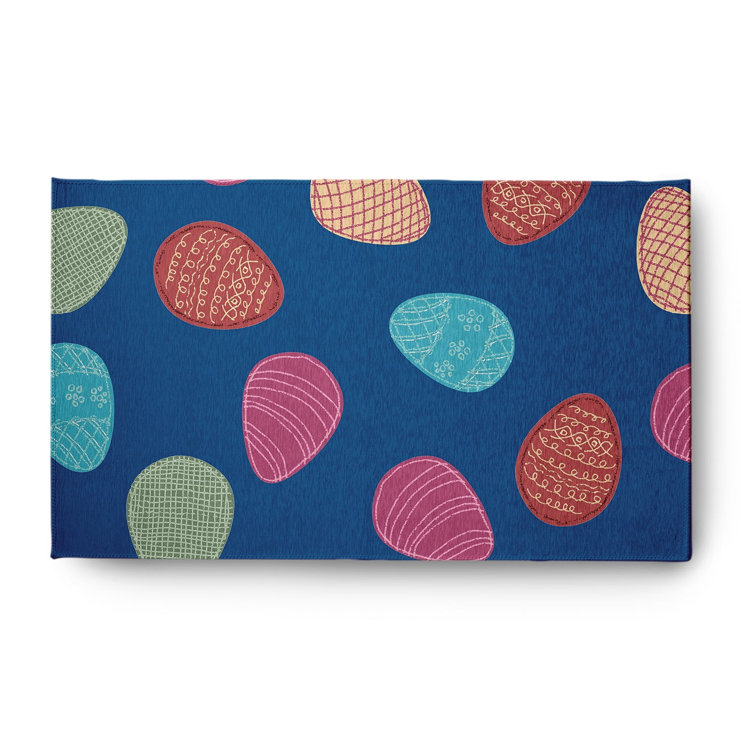 Simply Daisy 3' x 5' Dark Cobalt Blue Egg Hunt Easter Chenille Indoor/Outdoor Rug