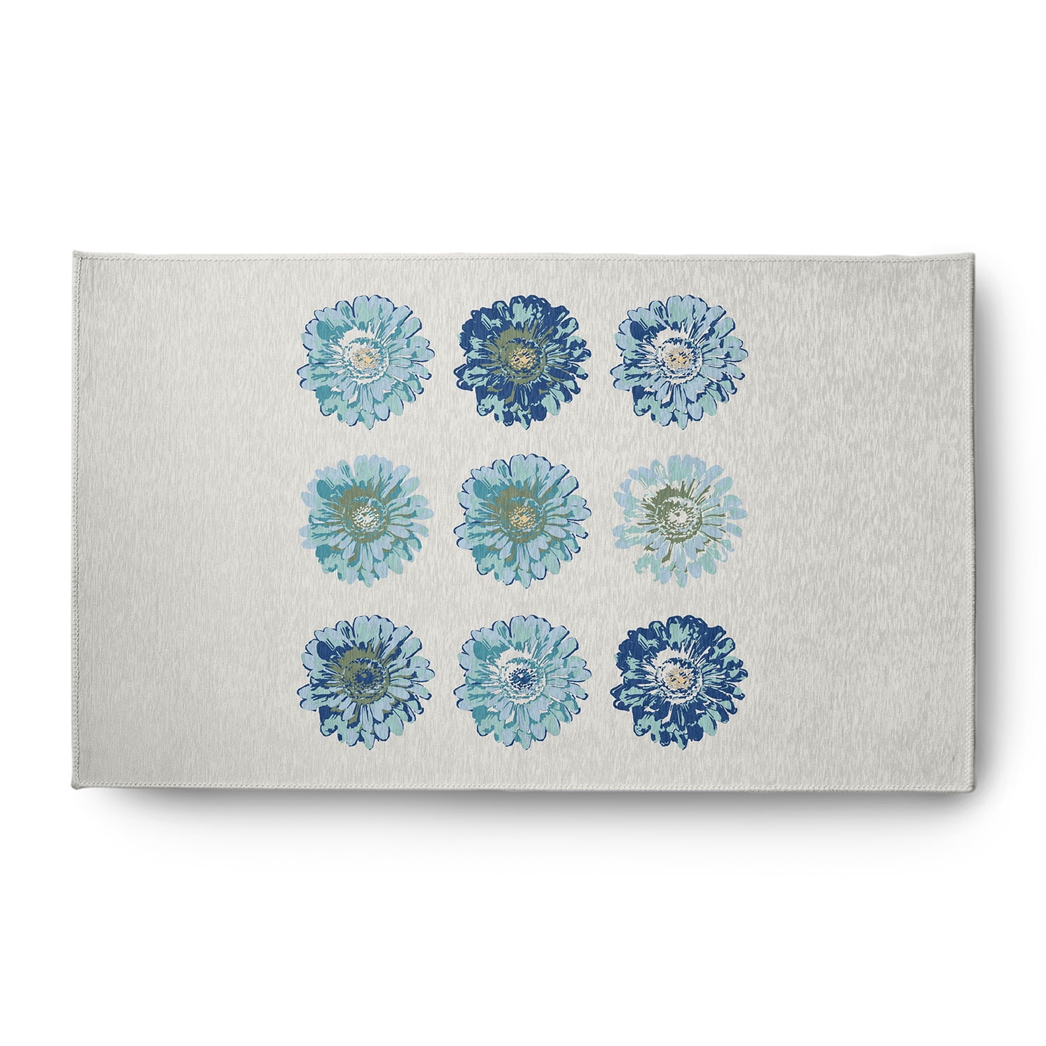Simply Daisy 3' x 5' Dark Cobalt Blue Gypsy Floral Spring Chenille Rug