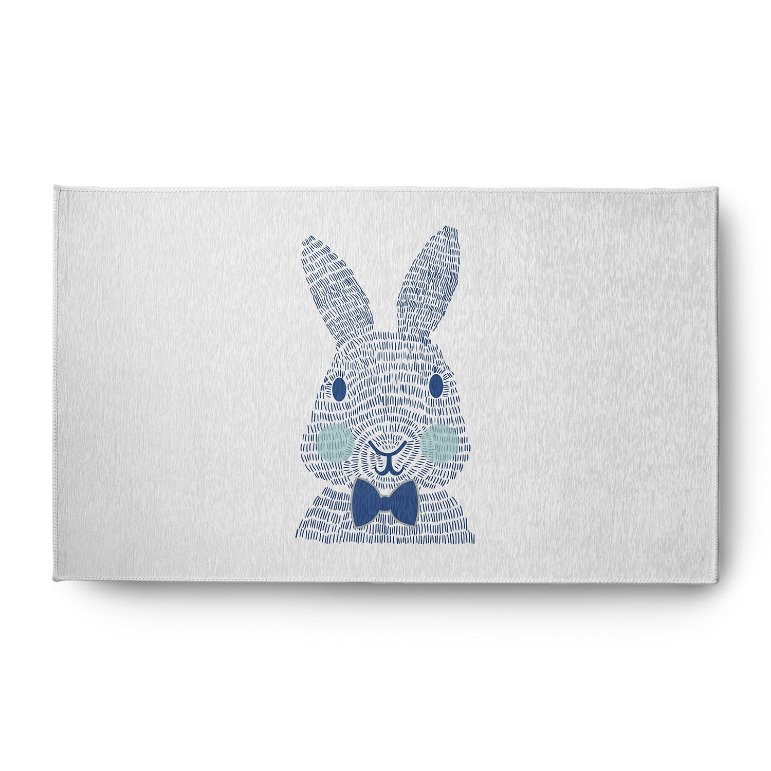 Simply Daisy 3' x 5' Dark Cobalt Blue Monochrome Bunny Easter Chenille Indoor/Outdoor Rug