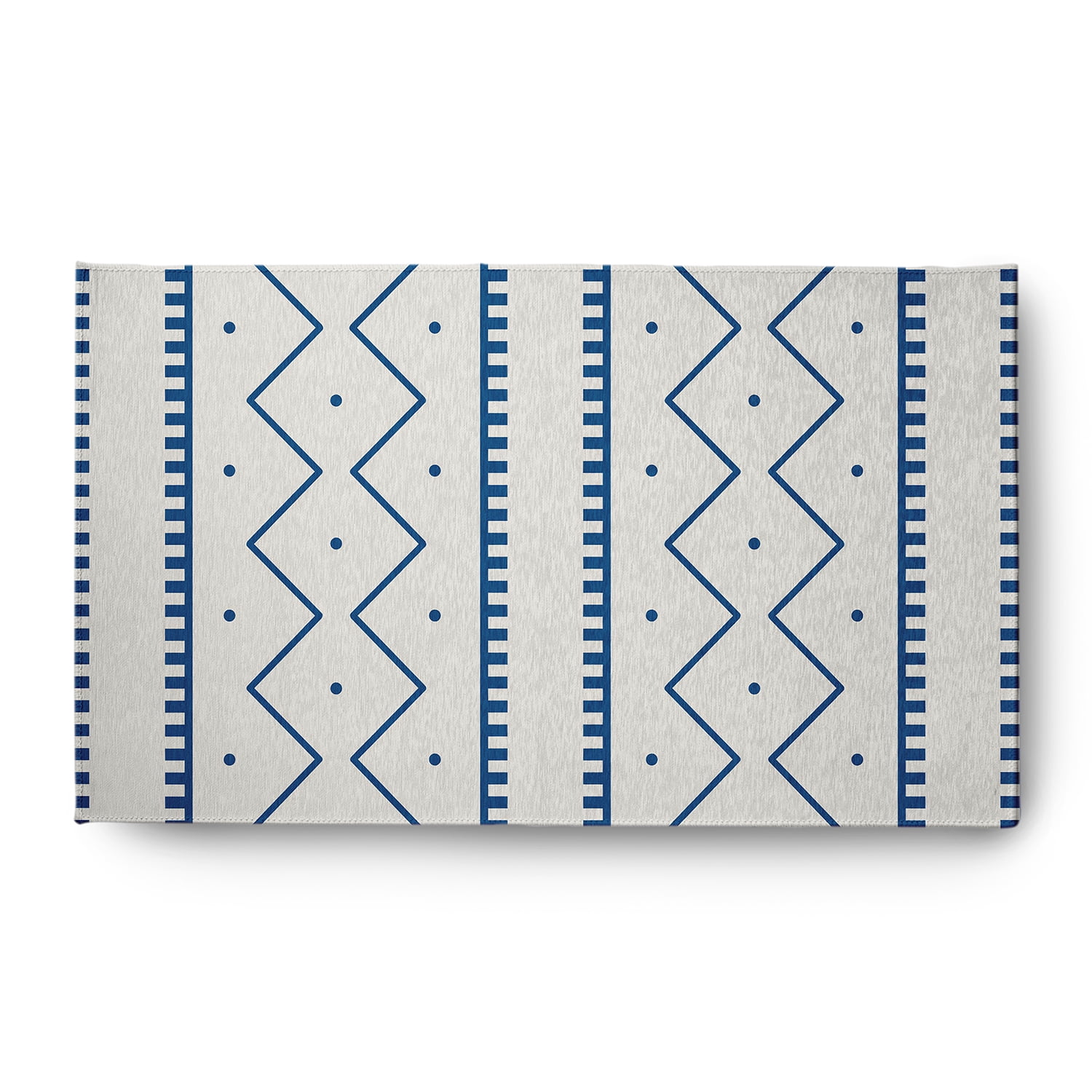 Simply Daisy 3' x 5' Dark Cobalt Blue Mudcloth Spring Chenille Indoor/Outdoor Rug
