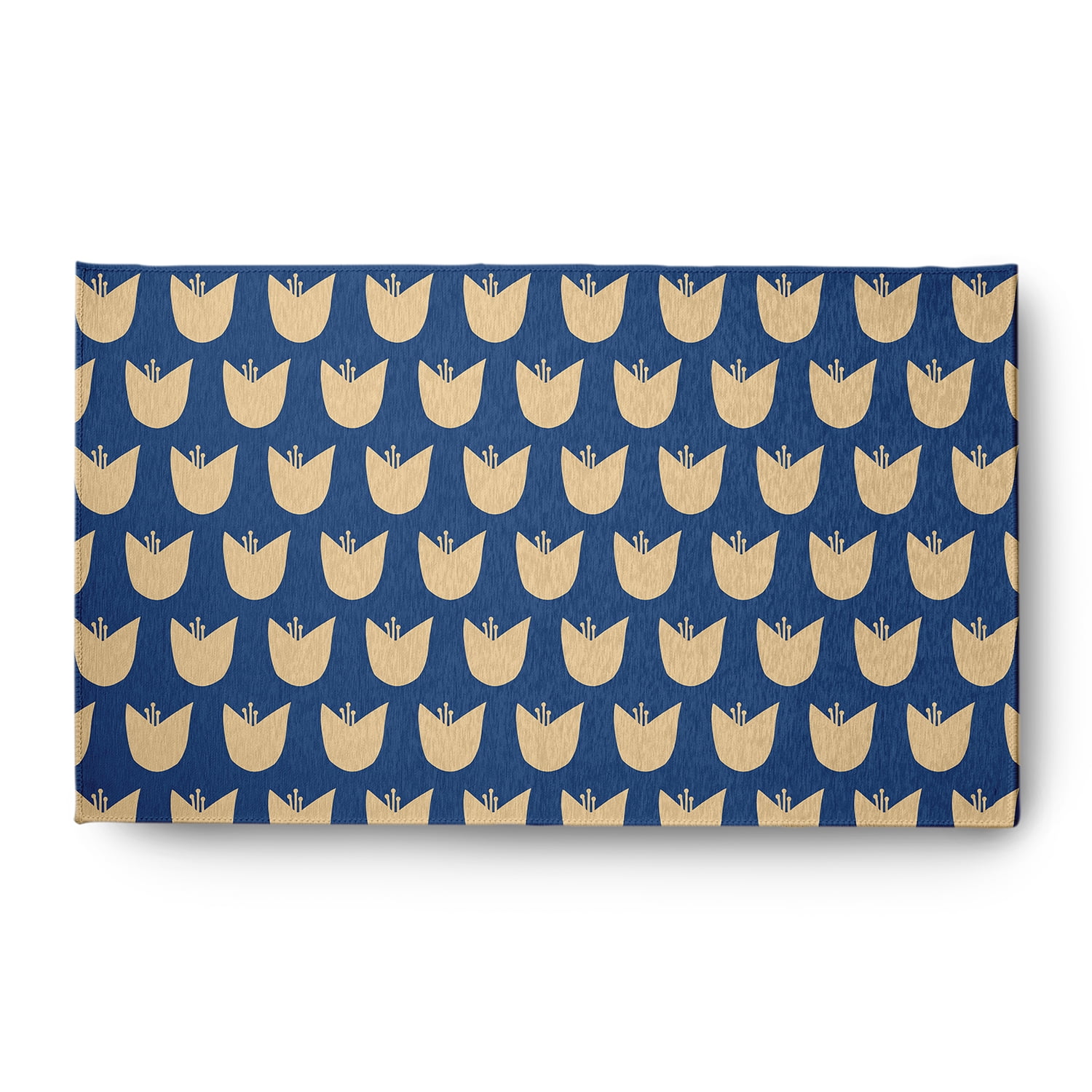 Simply Daisy 3' x 5' Dark Cobalt Blue Simple Tulip Design Spring Chenille Indoor/Outdoor Rug