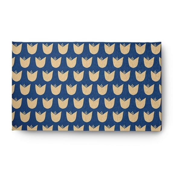 Simply Daisy 3' x 5' Dark Cobalt Blue Simple Tulip Design Spring Chenille Indoor/Outdoor Rug