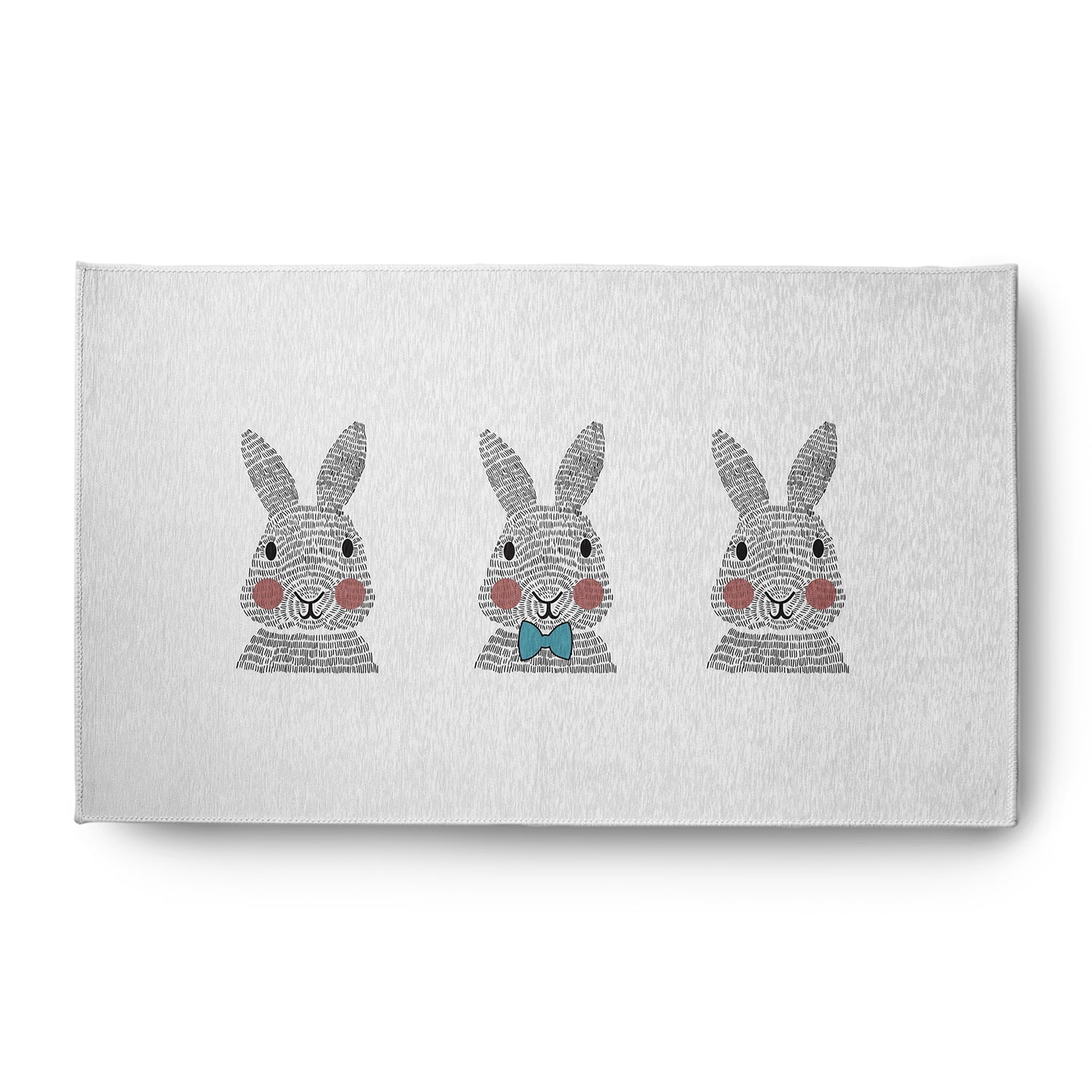 Simply Daisy 3' x 5' Explorer Blue Bunny Triplets Easter Chenille Indoor/Outdoor Rug
