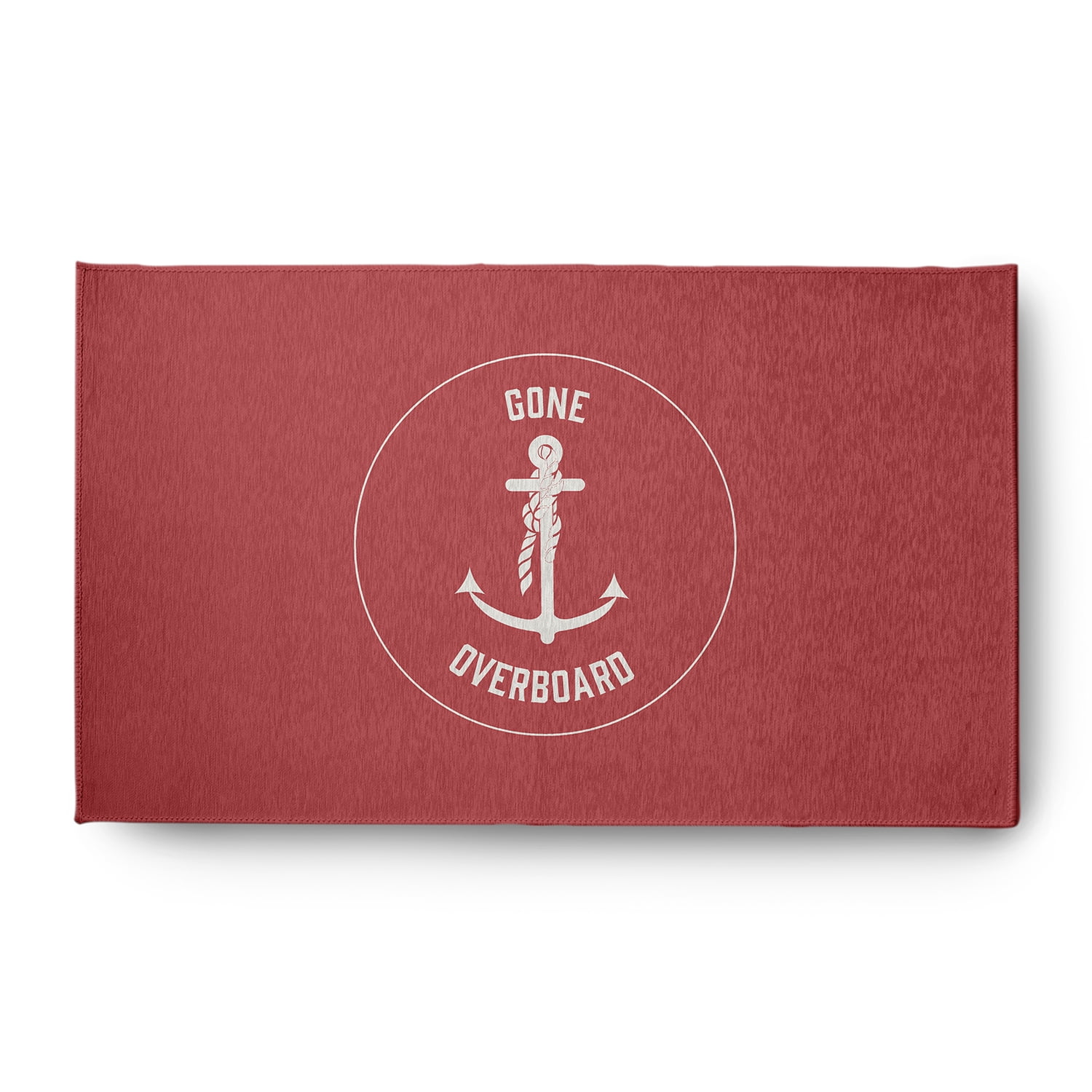 Simply Daisy 3' x 5' Gone Forever Overboard Nautical Chenille Rug, Ligonberry Red