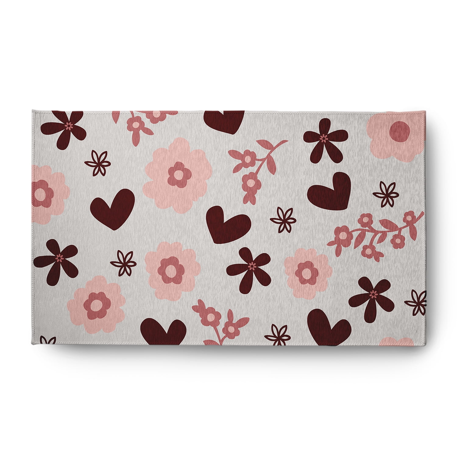 Simply Daisy 3' x 5' Gray Flowery Love Valentines Chenille Indoor/Outdoor Rug