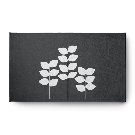 Simply Daisy 3' x 5' Gray Simple Stems Spring Chenille Indoor/Outdoor Rug