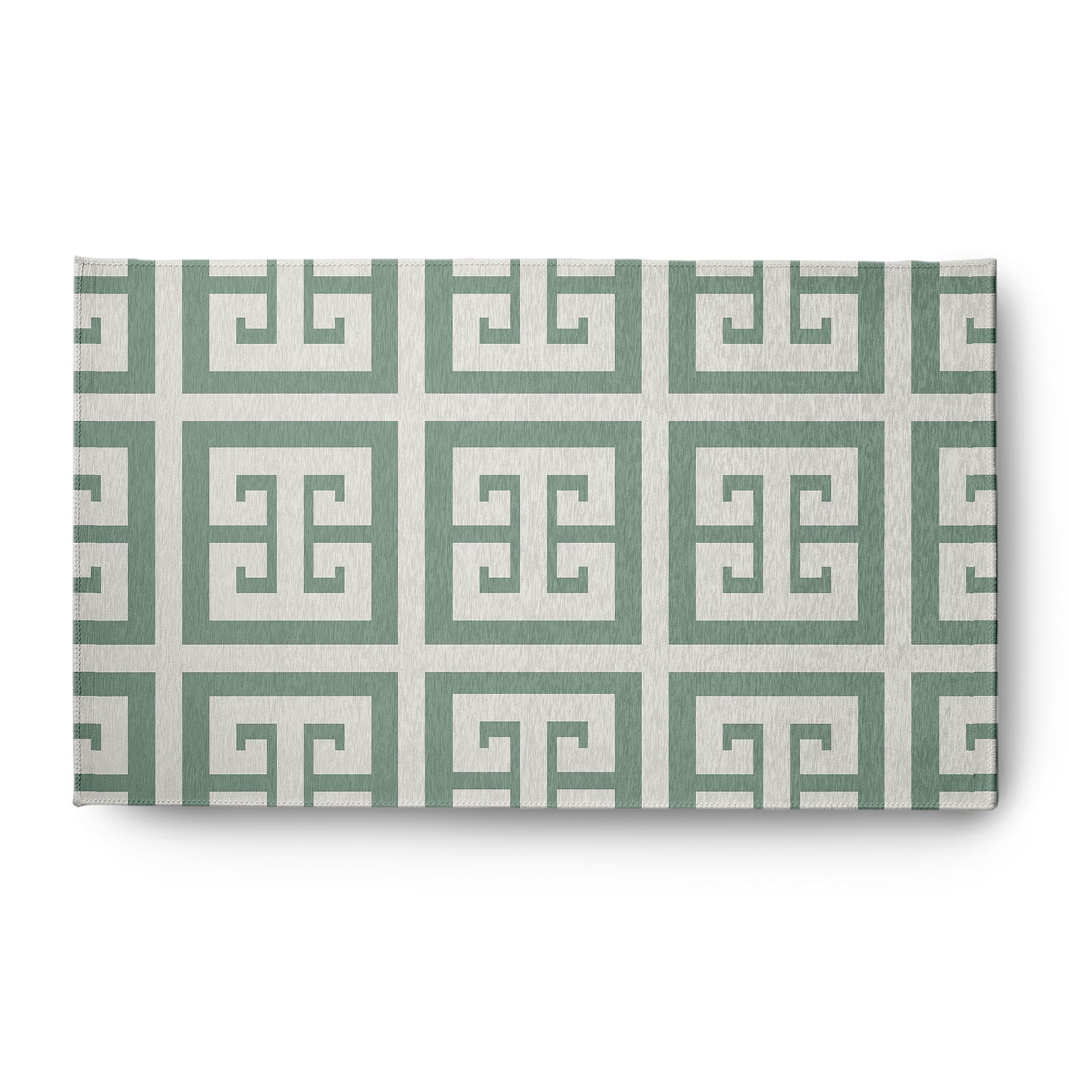 Simply Daisy 3' x 5' Greek Key Patterned Chenille Rug, Sage