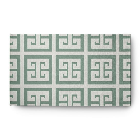 Simply Daisy 3' x 5' Greek Key Patterned Chenille Rug, Sage