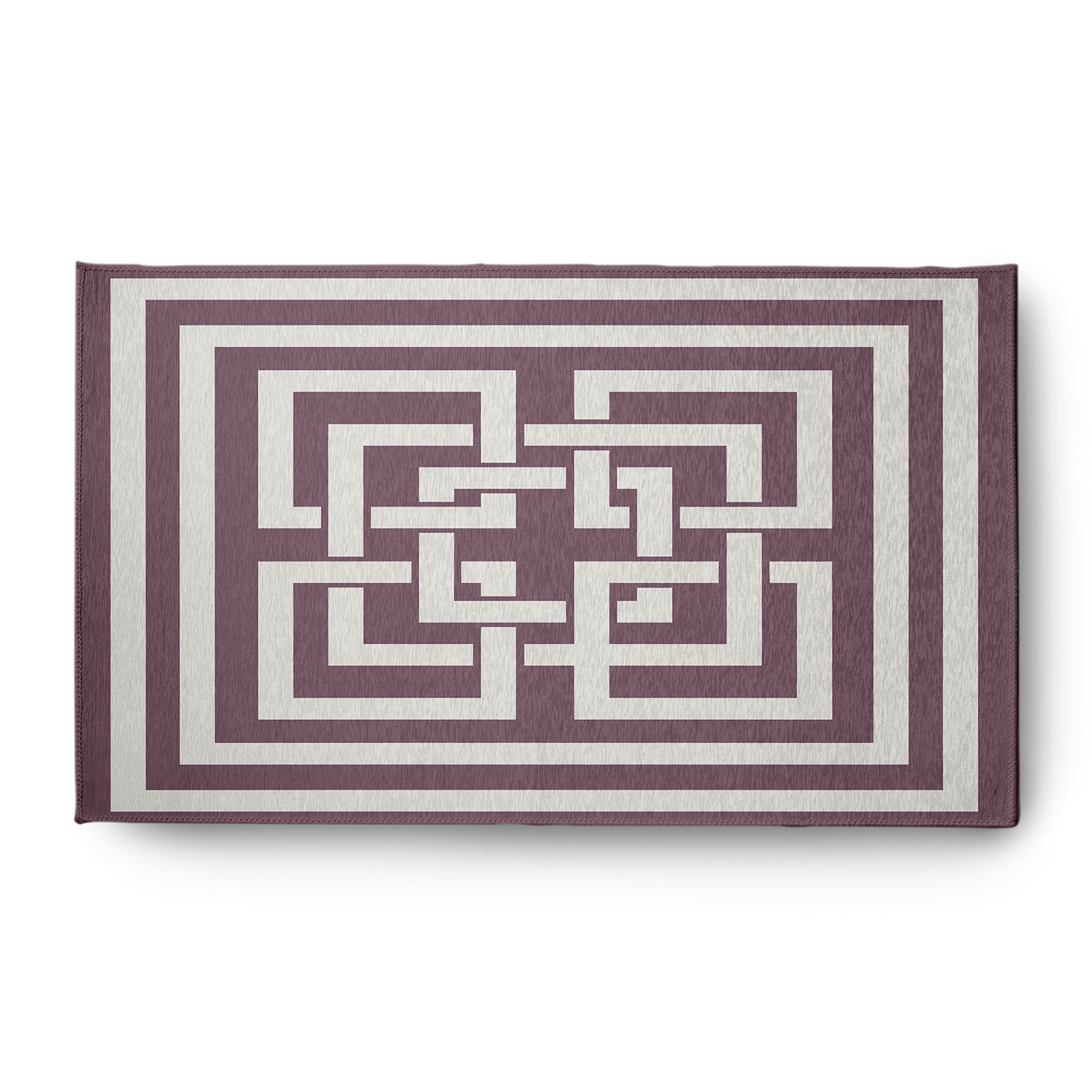 Simply Daisy 3' x 5' Greek New Key Nautical Chenille Rug, Dusty Purple