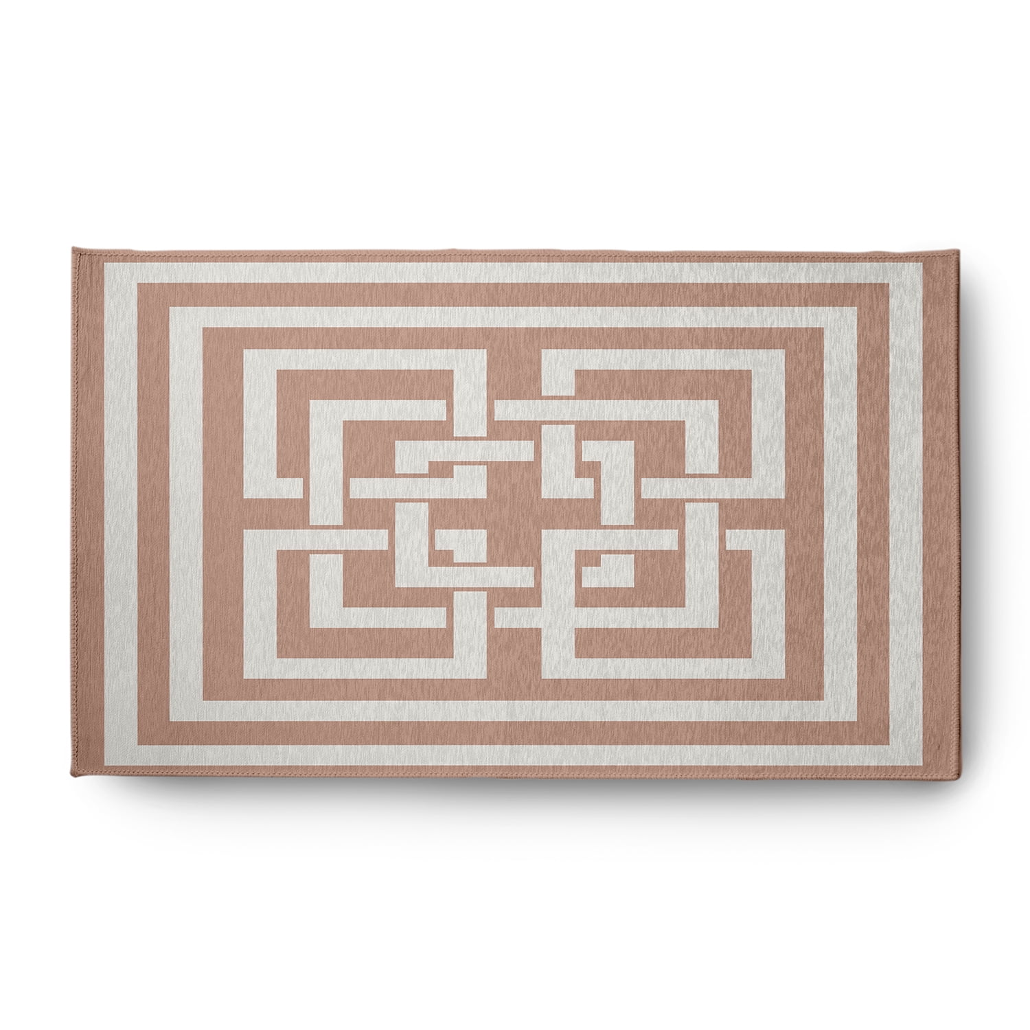 Simply Daisy 3' x 5' Greek New Key Nautical Chenille Rug, Mauve