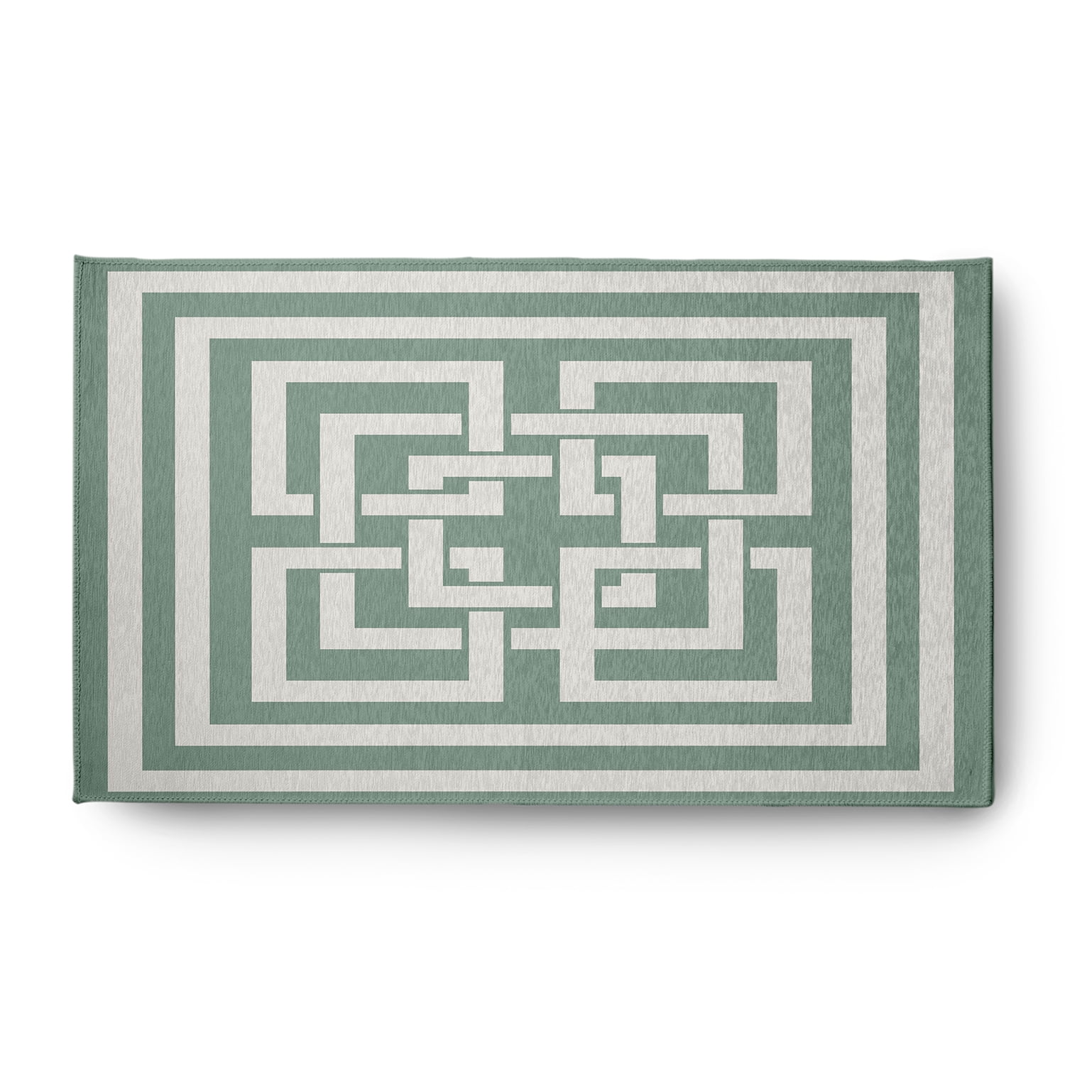 Simply Daisy 3' x 5' Greek New Key Nautical Chenille Rug, Sage
