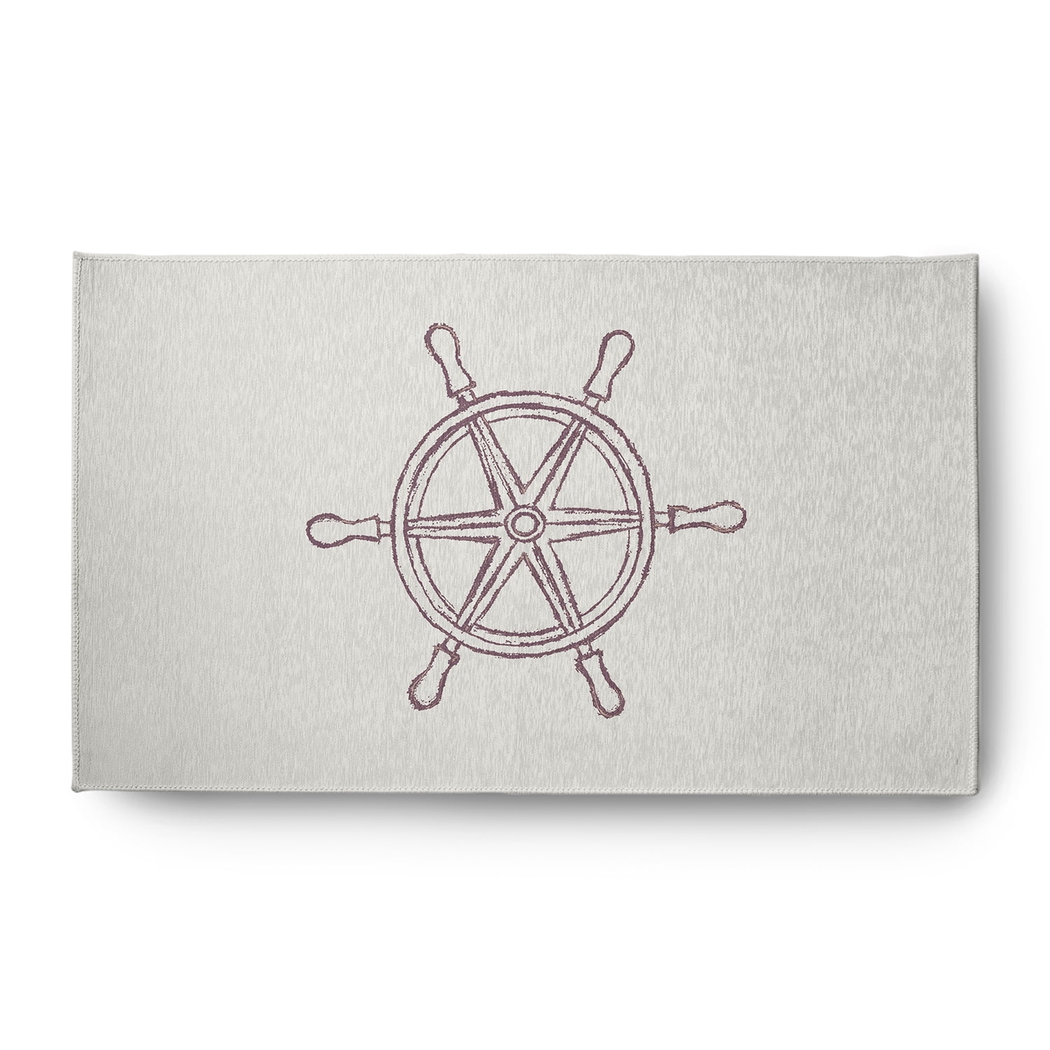 Simply Daisy 3' x 5' Large Ship Wheel Nautical Chenille Rug, Dusty Purple
