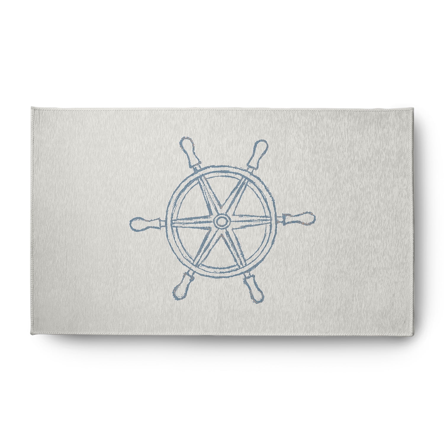 Simply Daisy 3' x 5' Large Ship Wheel Nautical Chenille Rug, Dusty Smoke