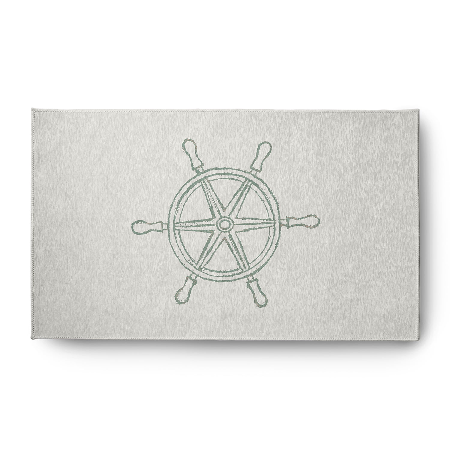 Simply Daisy 3' x 5' Large Ship Wheel Nautical Chenille Rug, Sage