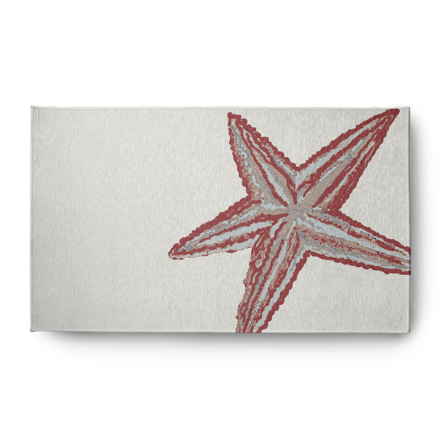 Simply Daisy 3' x 5' Large Starfish Nautical Chenille Rug, Ligonberry Red