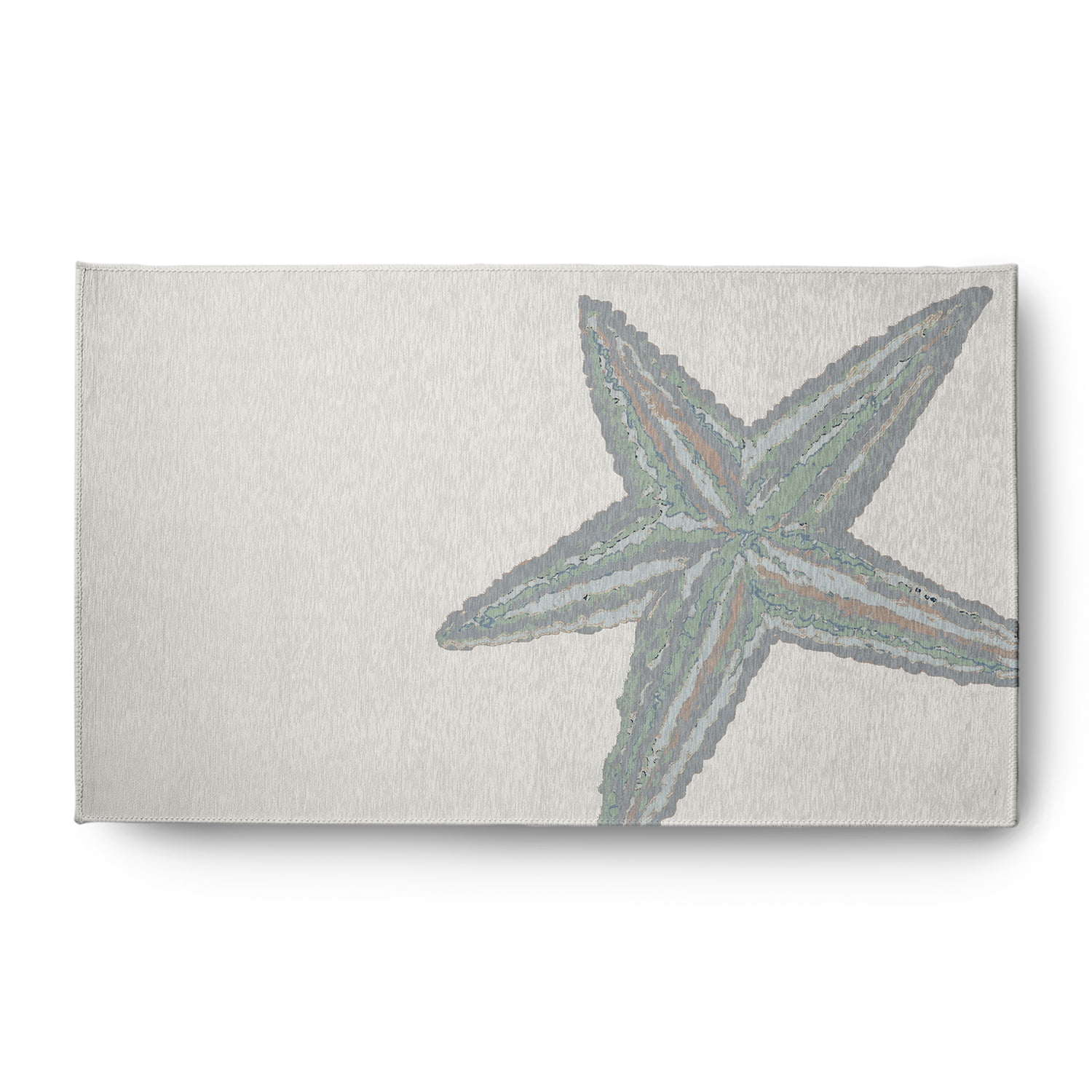 Simply Daisy 3' x 5' Large Starfish Nautical Chenille Rug, Pretty Grey