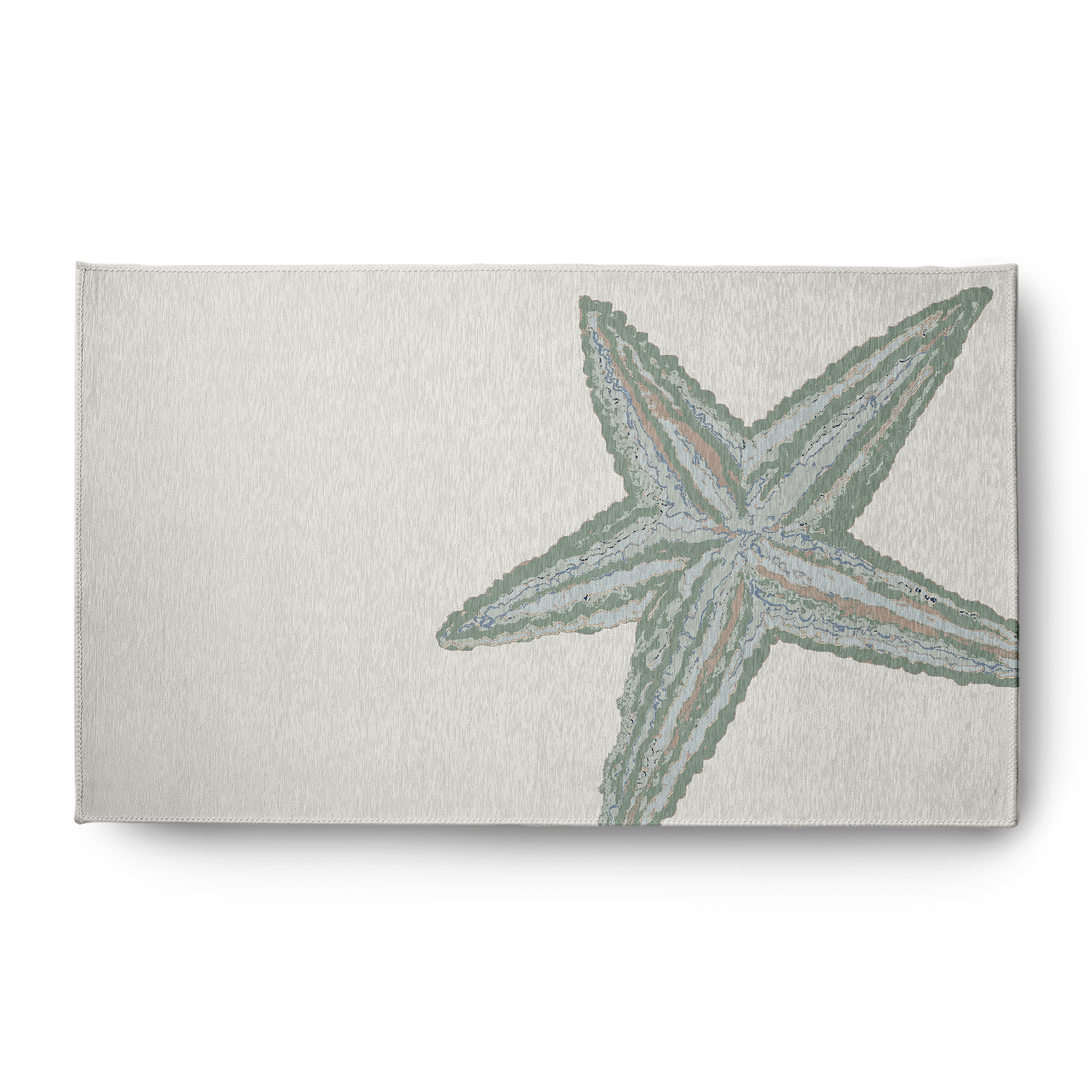 Simply Daisy 3' x 5' Large Starfish Nautical Chenille Rug, Sage