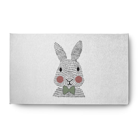 Simply Daisy 3' x 5' Laurel Tree Green Bow-tie Bunny Easter Chenille Rug