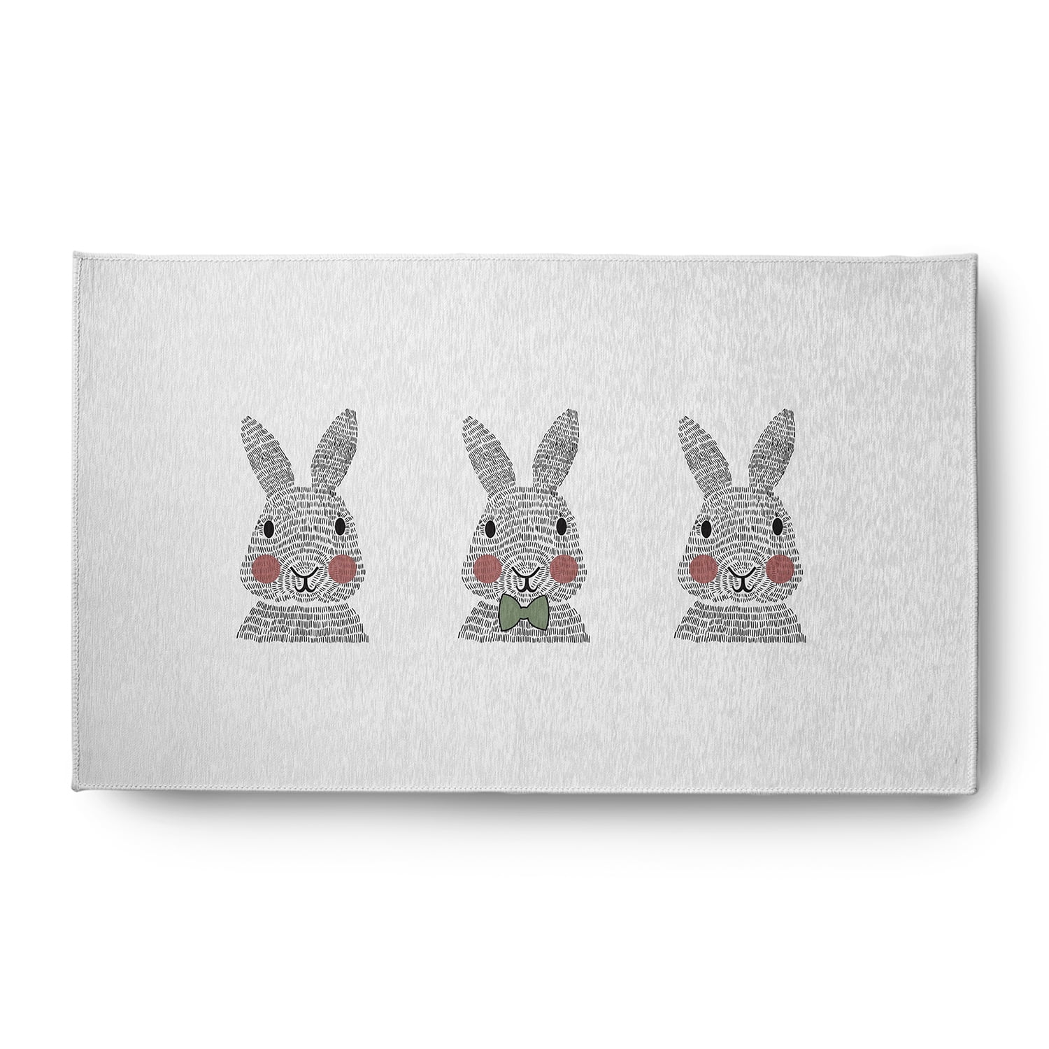 Simply Daisy 3' x 5' Laurel Tree Green Bunny Triplets Easter Chenille Indoor/Outdoor Rug