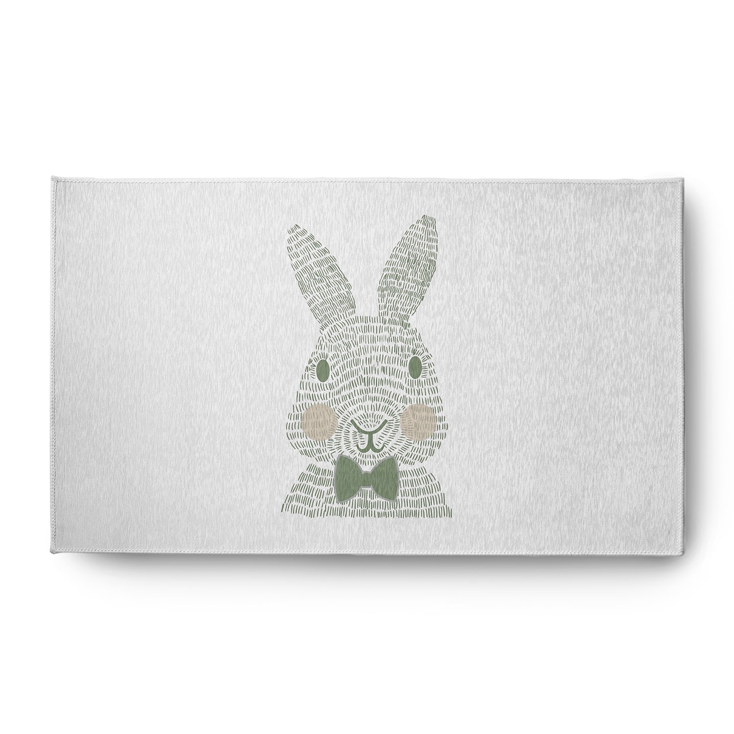 Simply Daisy 3' x 5' Laurel Tree Green Monochrome Bunny Easter Chenille Indoor/Outdoor Rug
