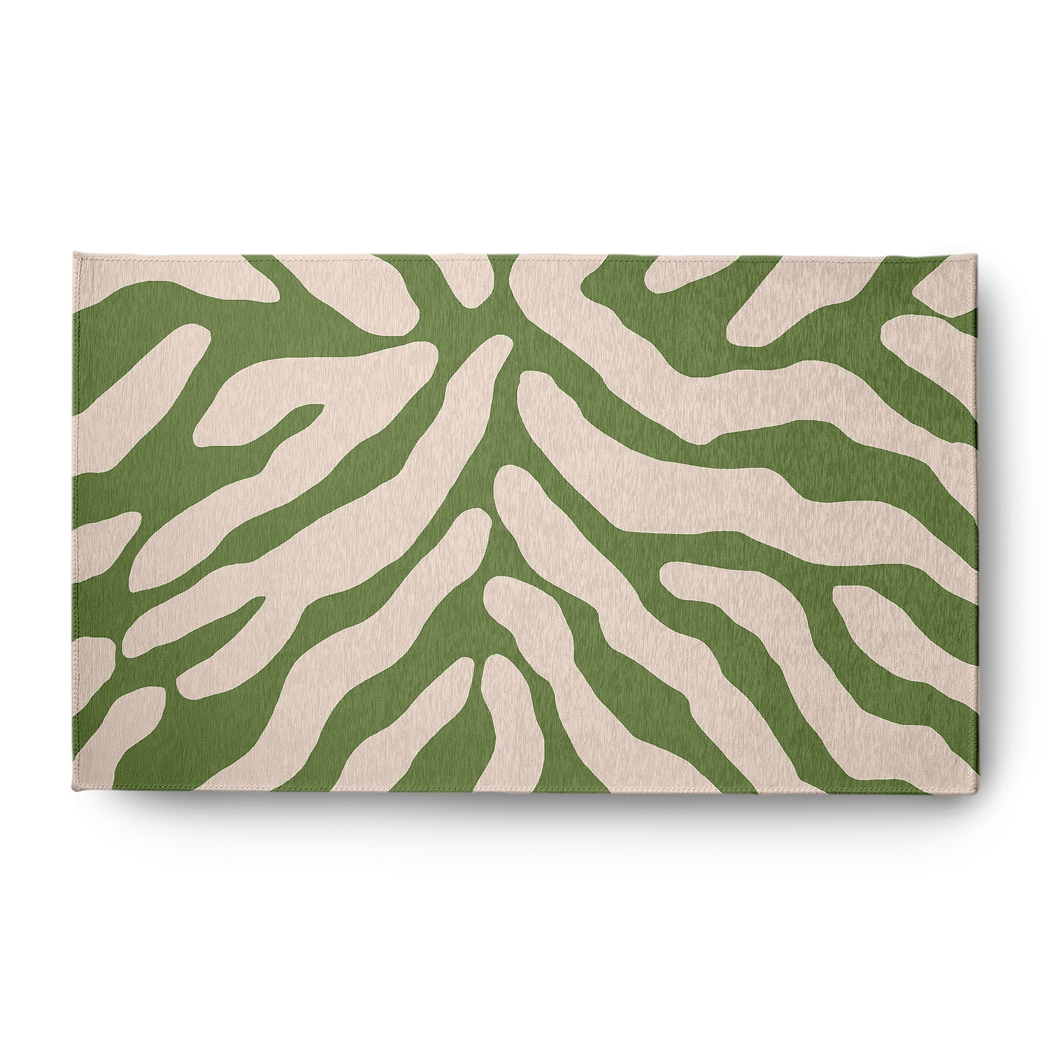 Simply Daisy 3' x 5' Light Olive Animal Stripe Spring Chenille Indoor/Outdoor Rug