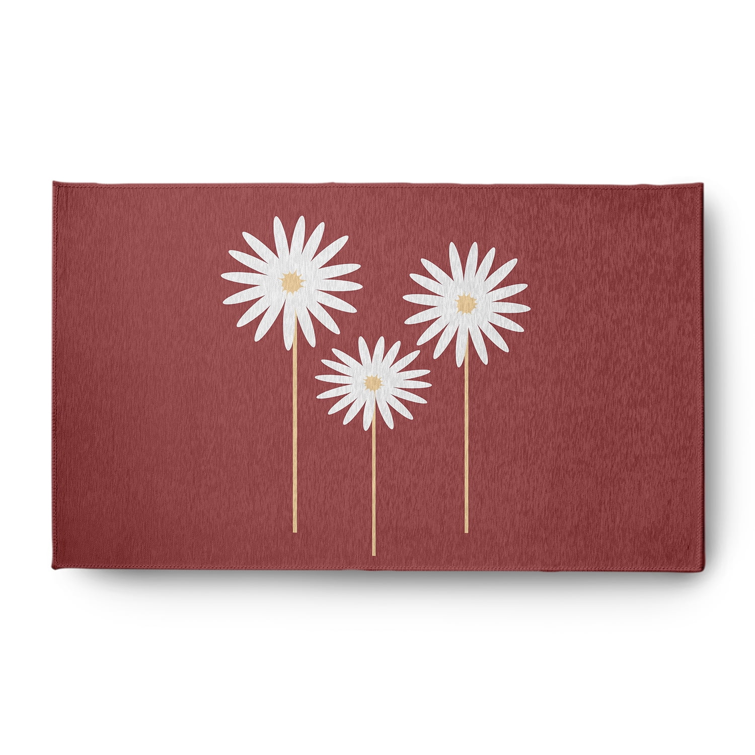 Simply Daisy 3' x 5' Ligonberry Red Floral Print Spring Chenille Indoor/Outdoor Rug