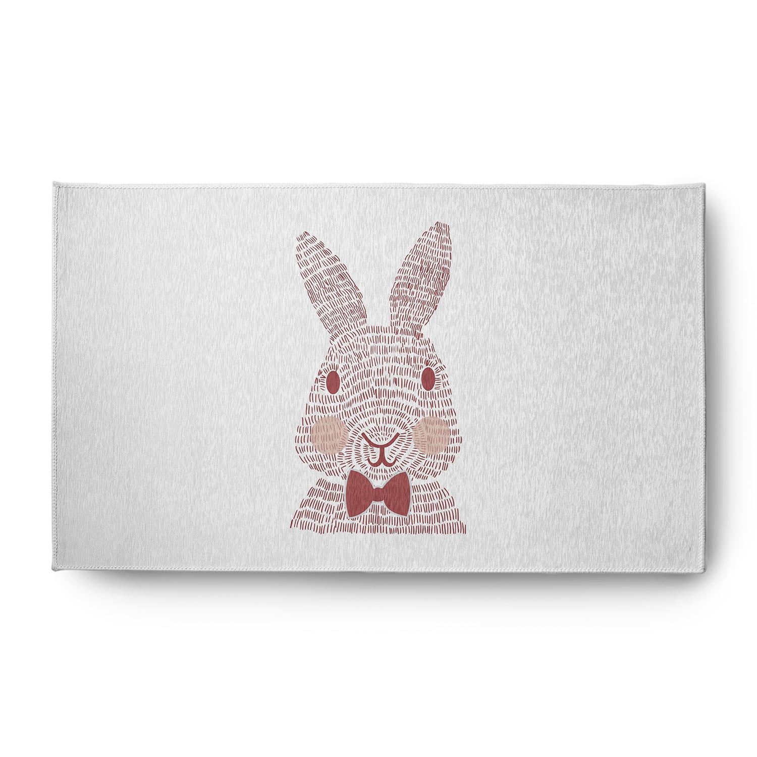 Simply Daisy 3' x 5' Ligonberry Red Monochrome Bunny Easter Chenille Indoor/Outdoor Rug