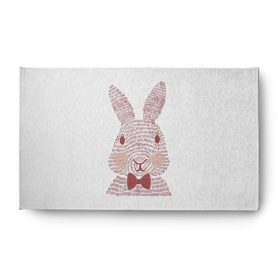 Simply Daisy 3' x 5' Ligonberry Red Monochrome Bunny Easter Chenille Indoor/Outdoor Rug
