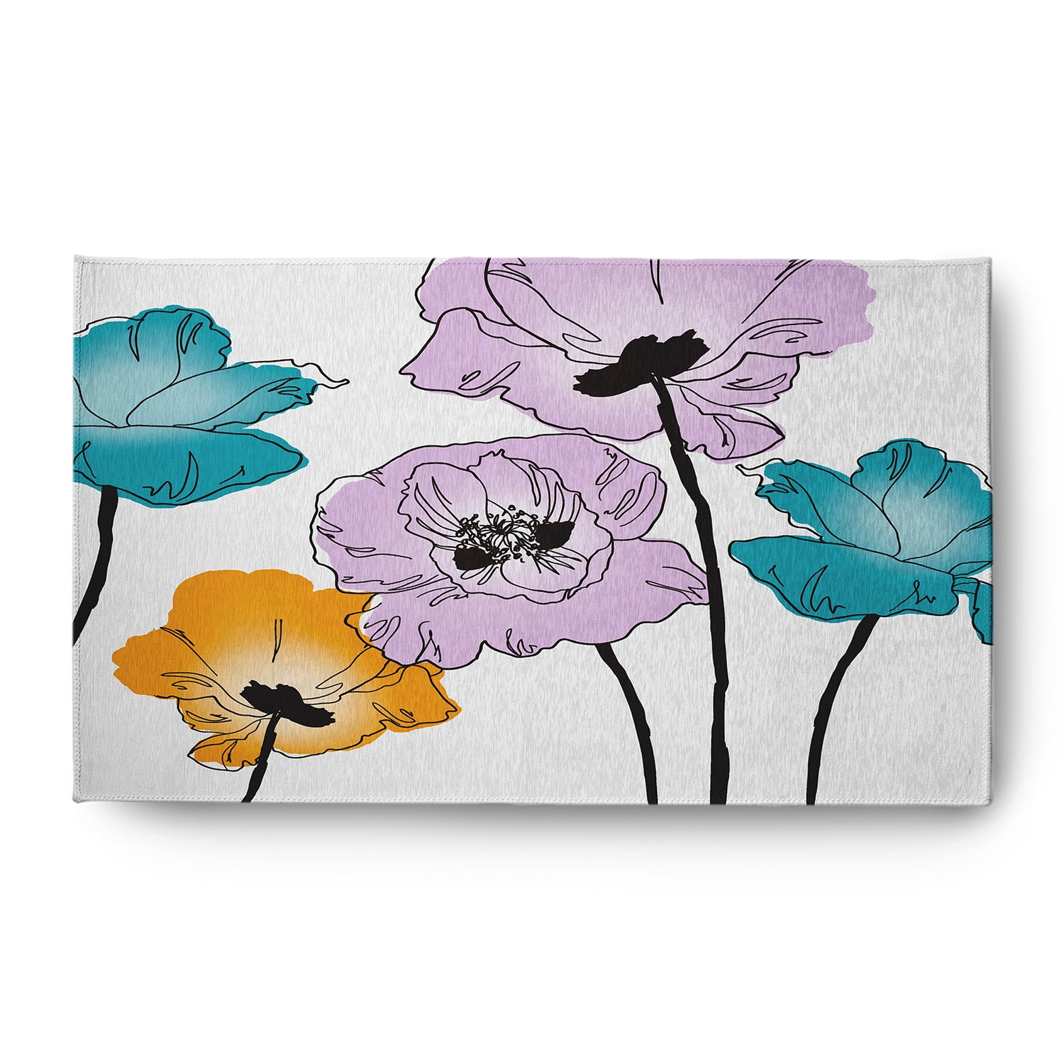 Simply Daisy 3' x 5' Lilac Popping Poppies Spring Chenille Rug