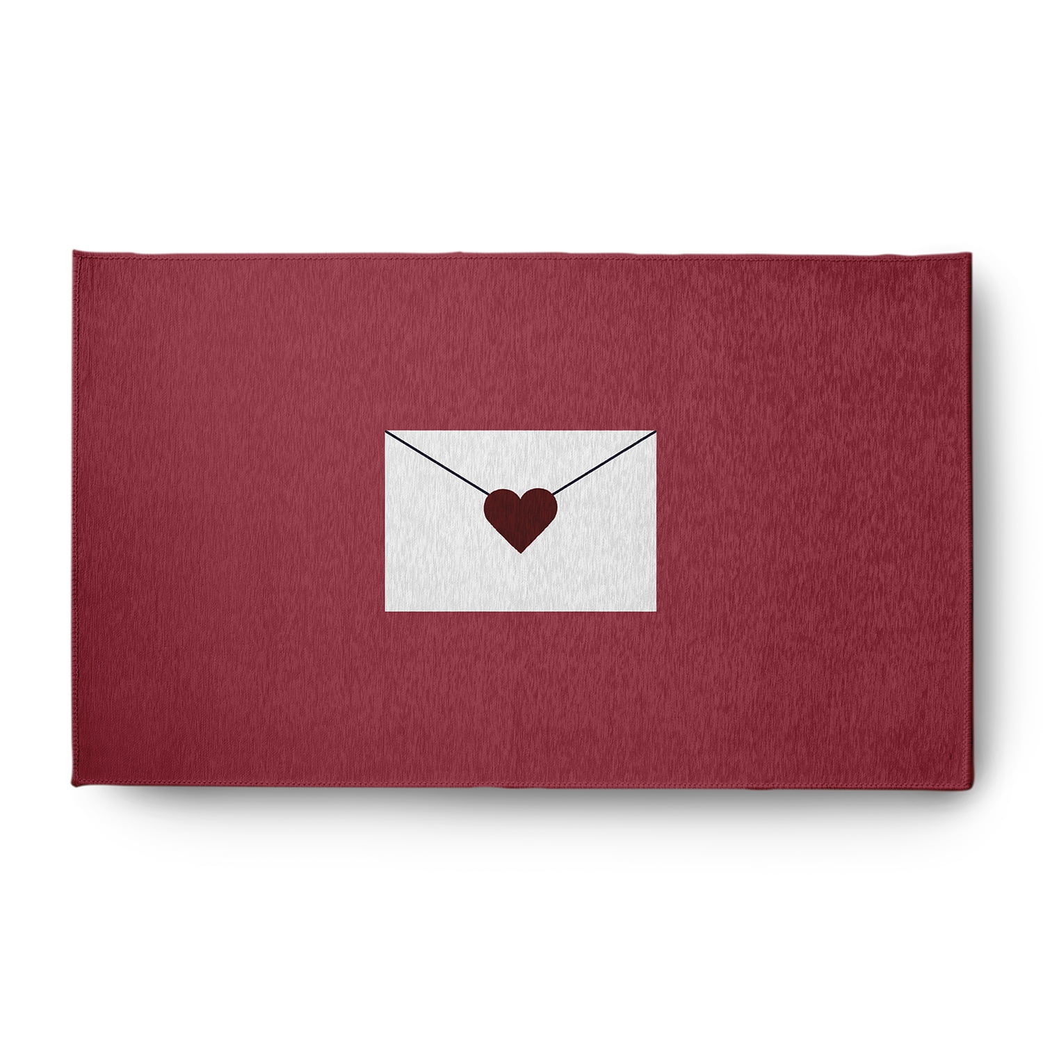 Simply Daisy 3' x 5' Maroon Love Letter Valentines Chenille Indoor/Outdoor Rug