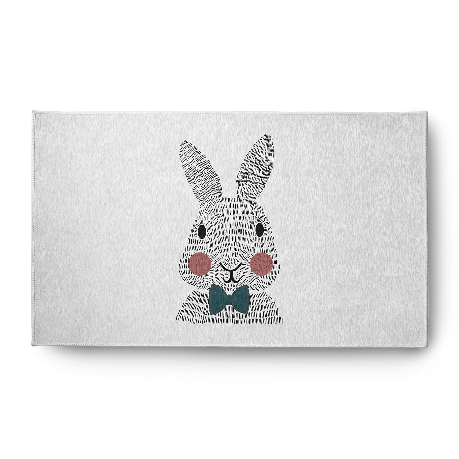 Simply Daisy 3' x 5' Ocean Abyss Green Bow-tie Bunny Easter Chenille Indoor/Outdoor Rug