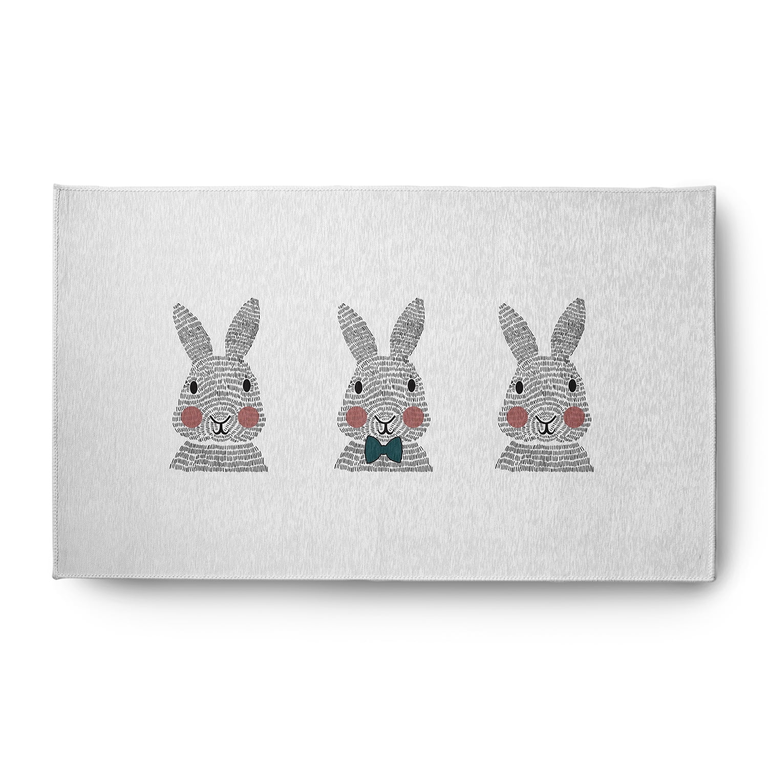 Simply Daisy 3' x 5' Ocean Abyss Green Bunny Triplets Easter Chenille Indoor/Outdoor Rug