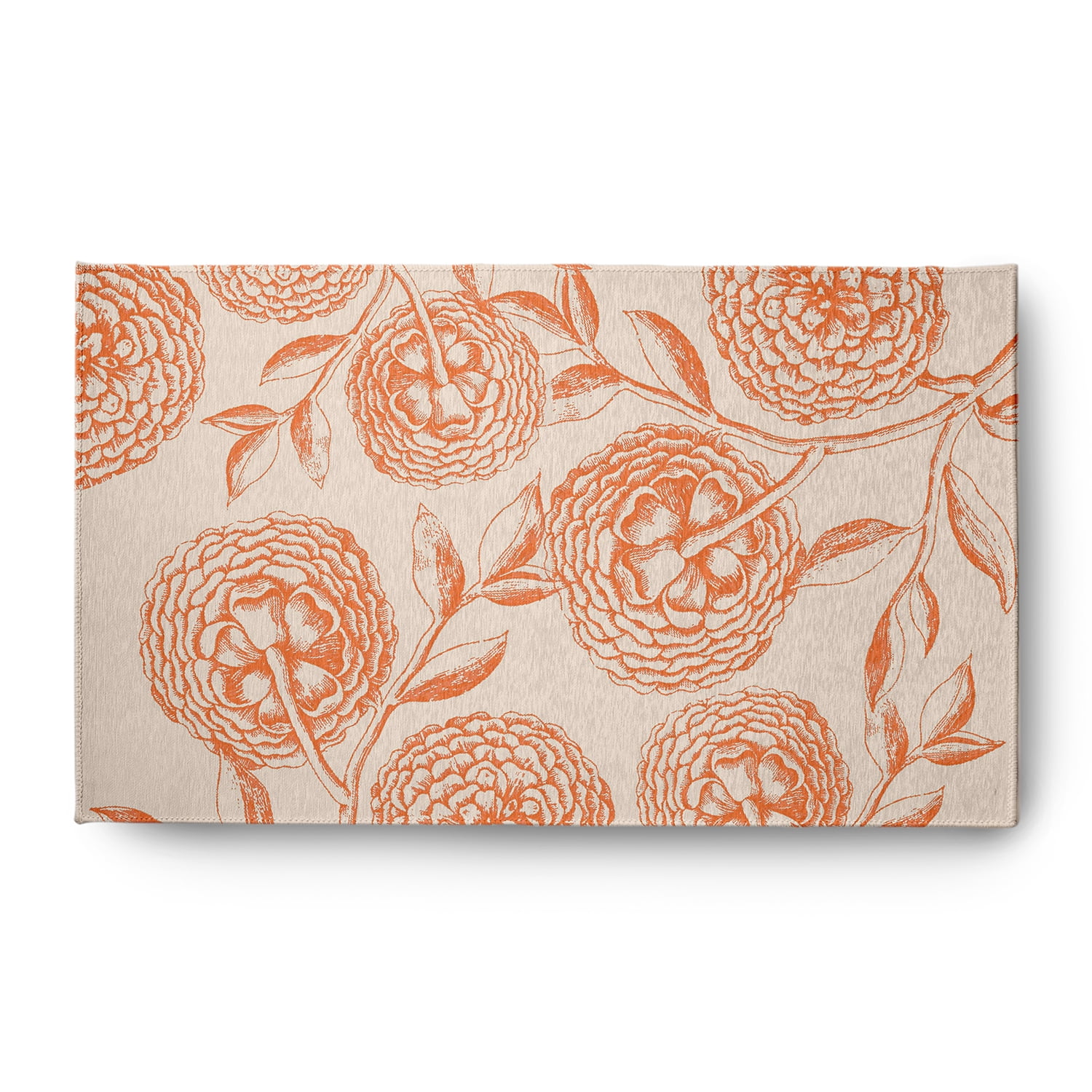 Simply Daisy 3' x 5' Orange Antique Flowers Spring Chenille Indoor/Outdoor Rug