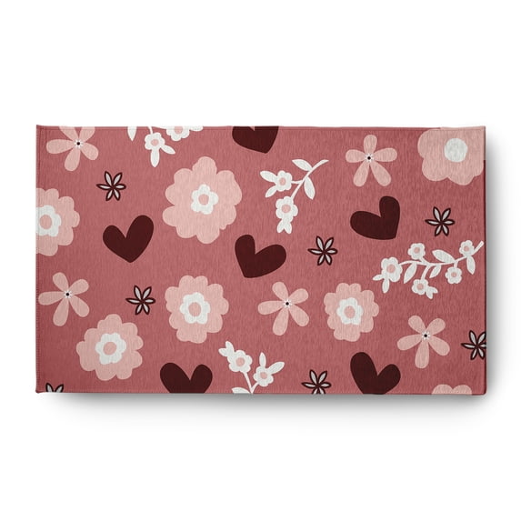 Simply Daisy 3' x 5' Pink Flowery Love Valentines Chenille Rug