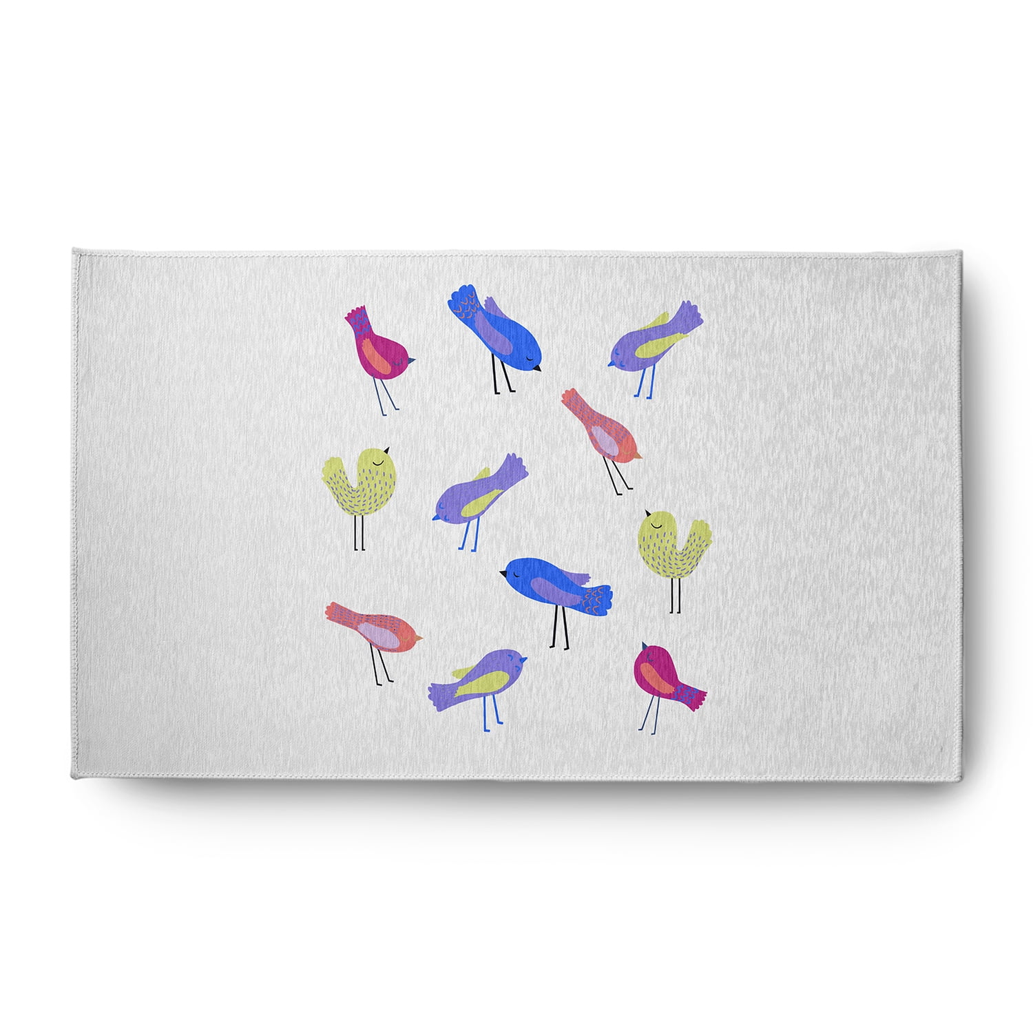 Simply Daisy 3' x 5' Purple Tweets Spring Chenille Indoor/Outdoor Rug
